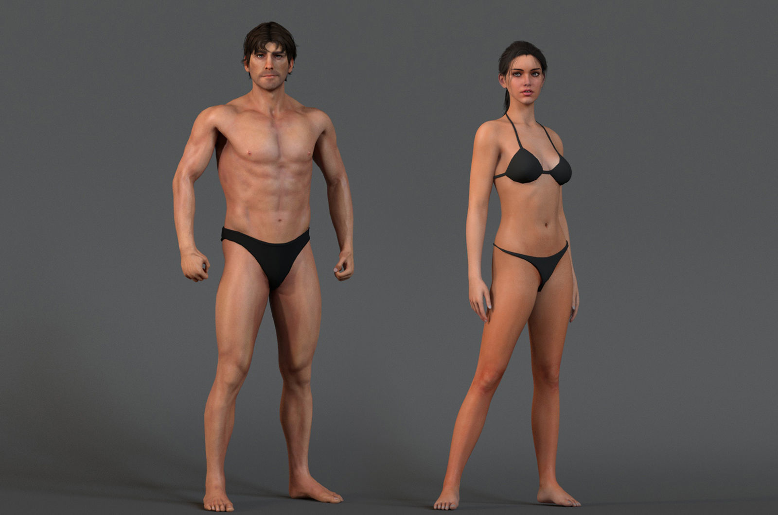 Male Female Base Model Rig Low-poly 3D model_4