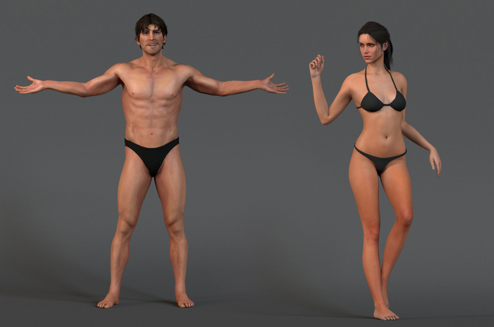 Male Female Base Model Rig Low-poly 3D model_5