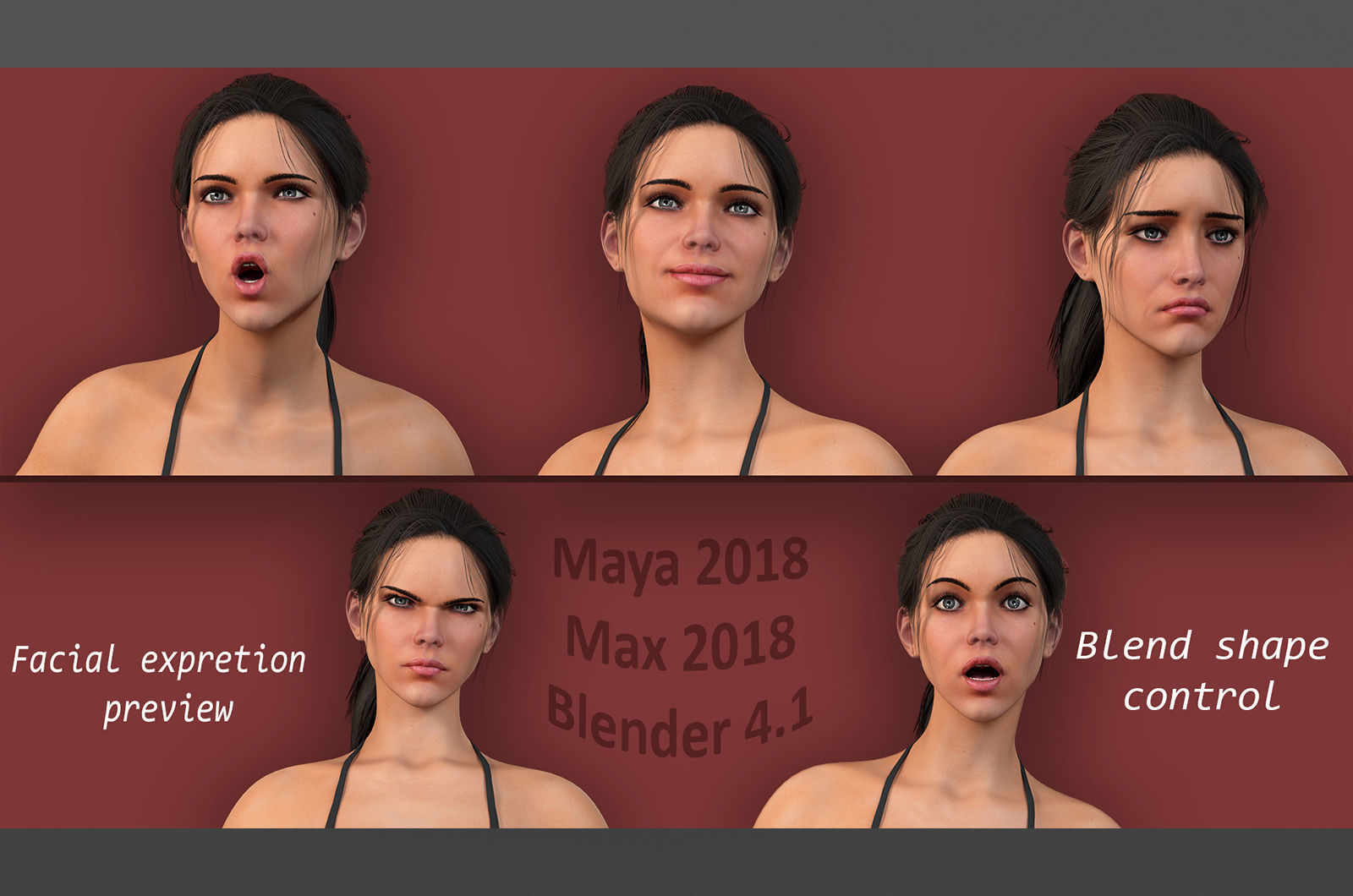 Male Female Base Model Rig Low-poly 3D model_11