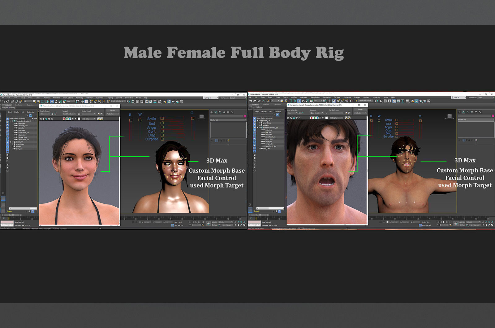 Male Female Base Model Rig Low-poly 3D model_19