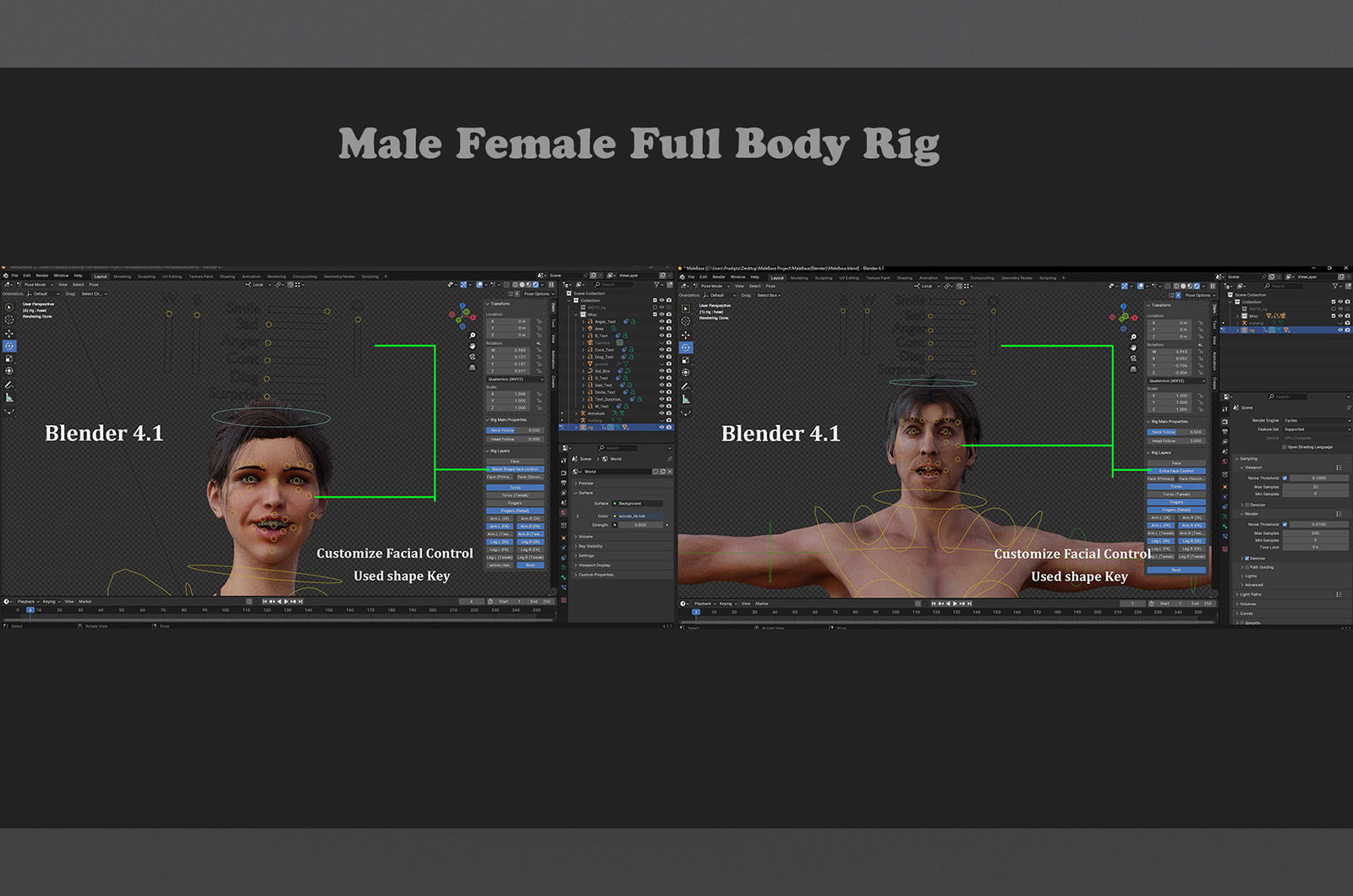 Male Female Base Model Rig Low-poly 3D model_21