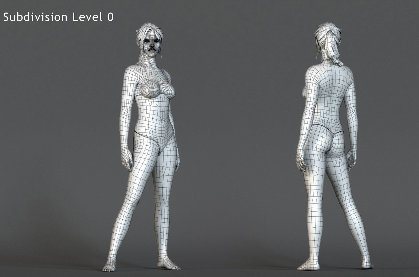 Male Female Base Model Rig Low-poly 3D model_24