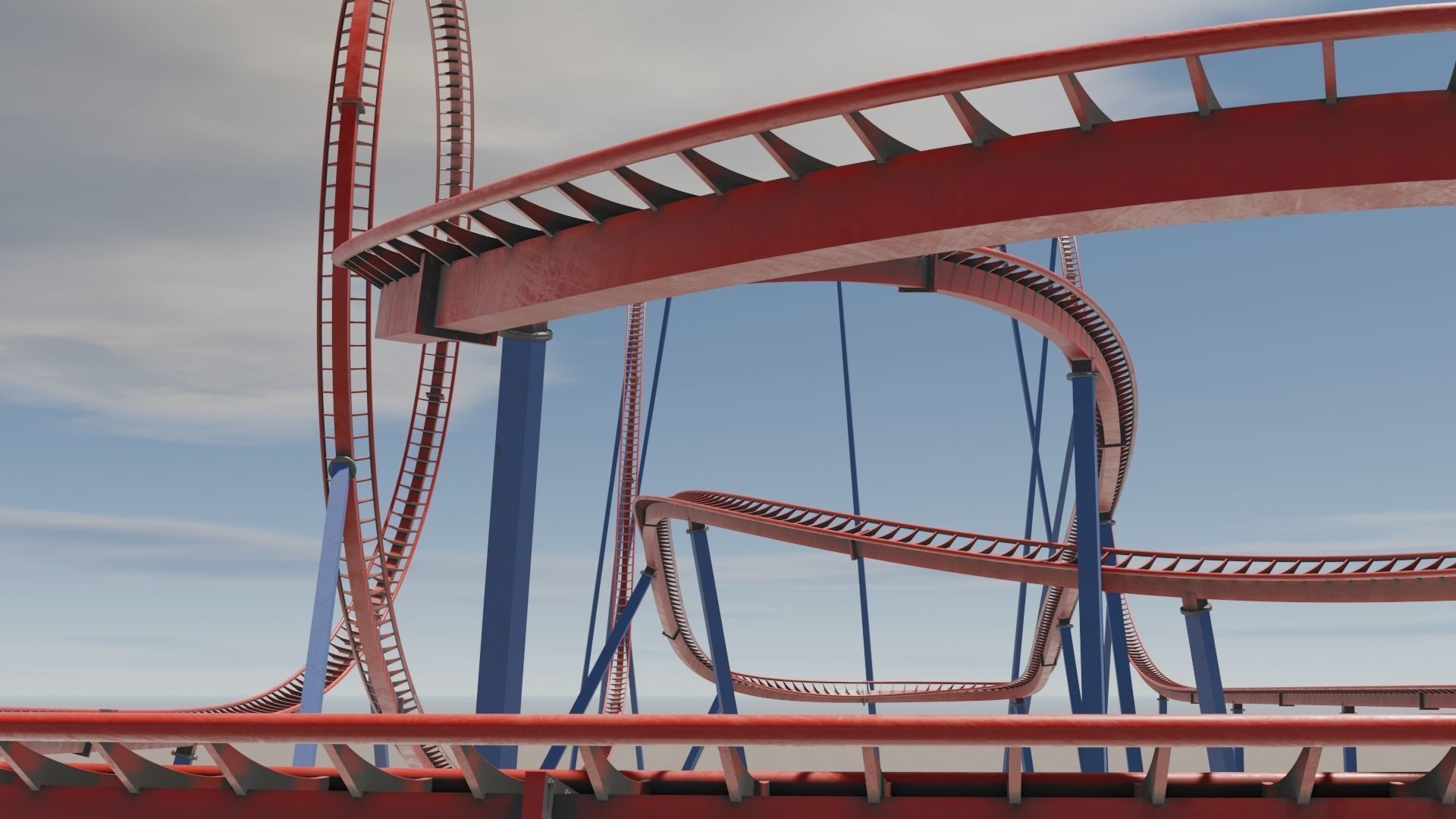 Rollercoaster 3D model Low-poly 3D model_16