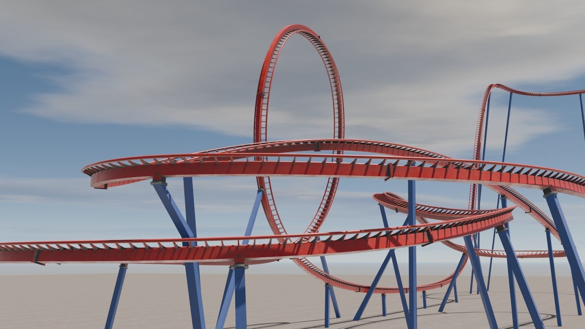 Rollercoaster 3D model Low-poly 3D model_21