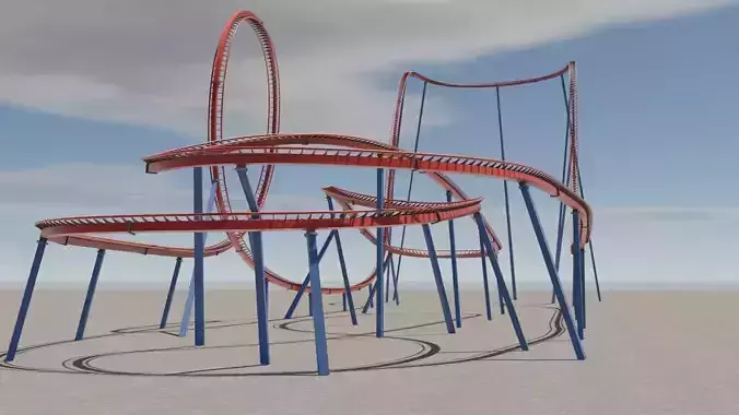 Rollercoaster 3D model Low-poly 3D model