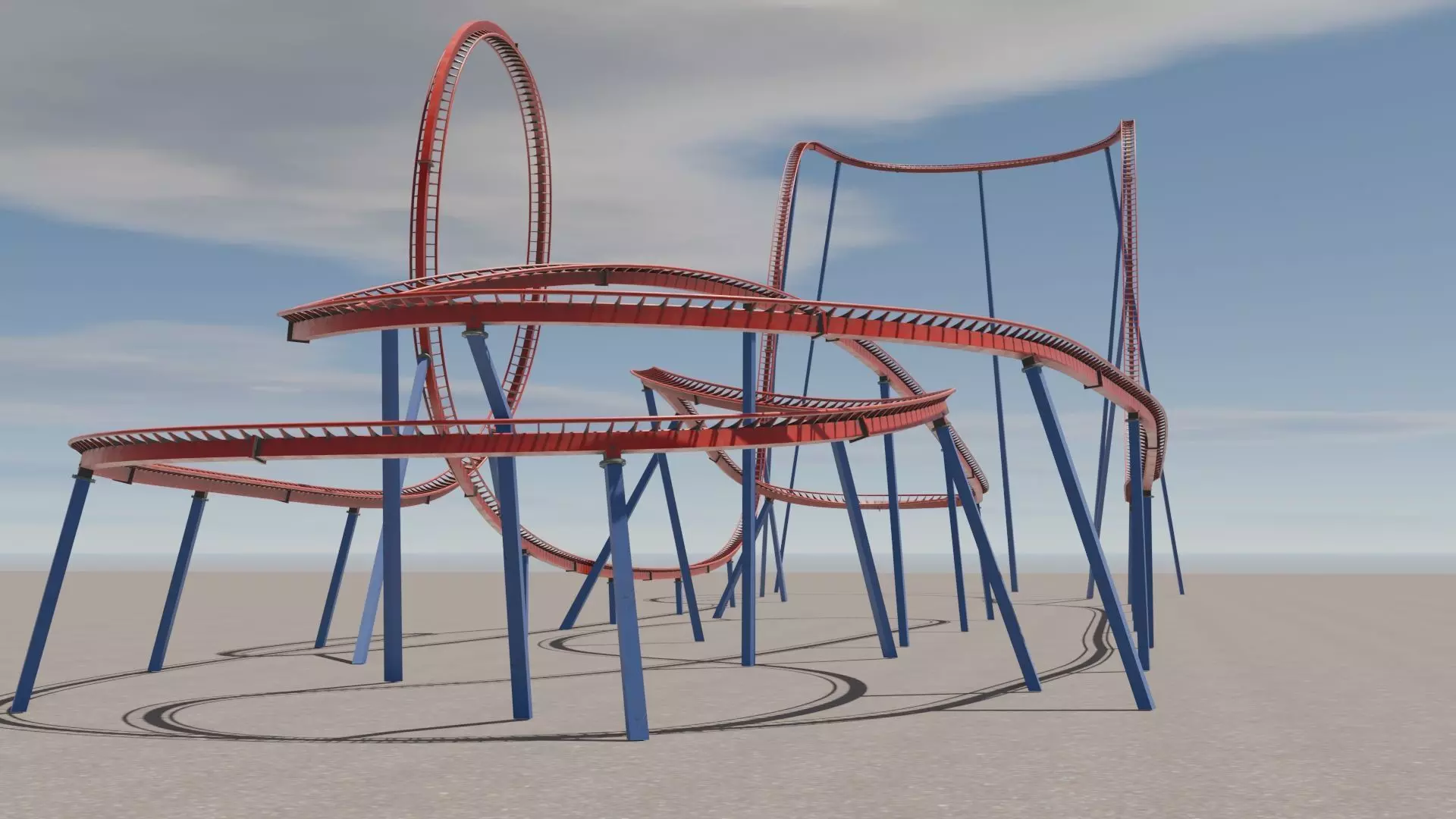 Rollercoaster 3D model Low-poly 3D model_0