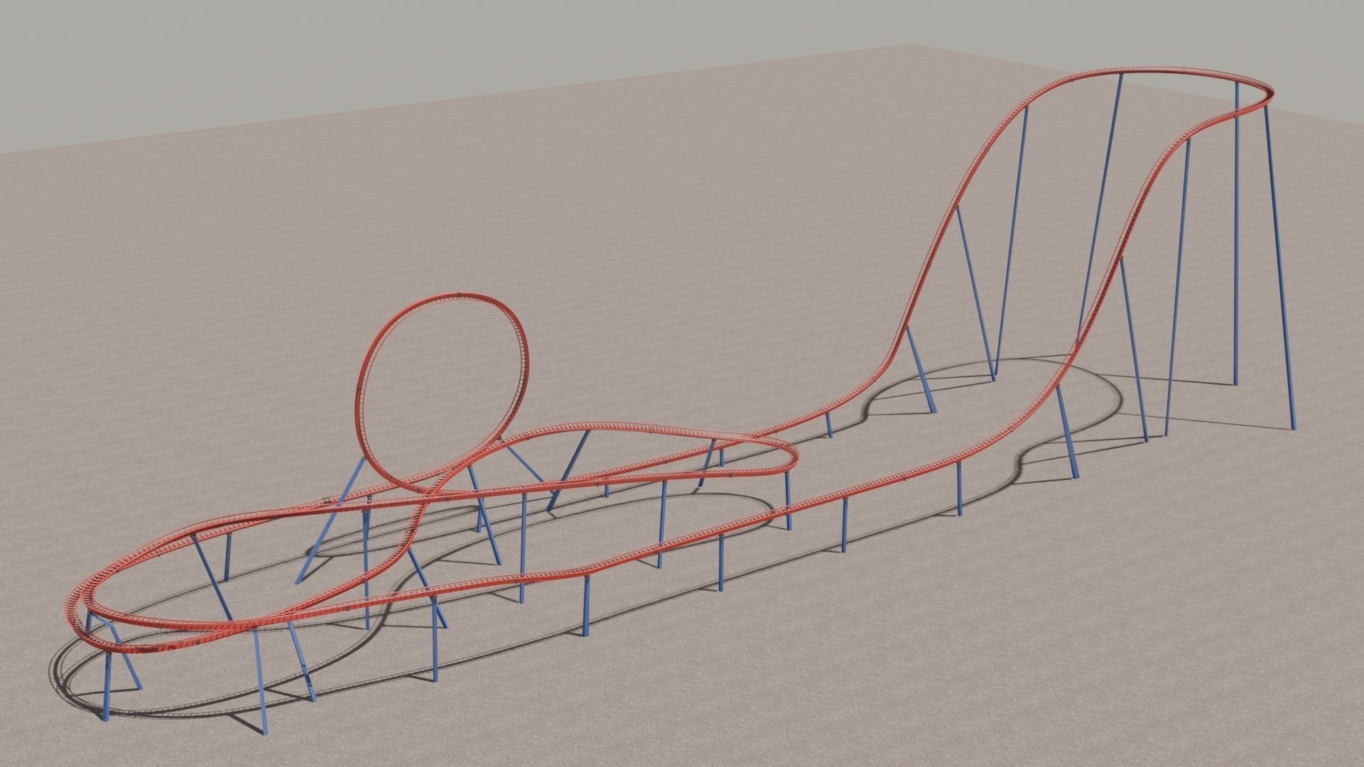 Rollercoaster 3D model Low-poly 3D model_3