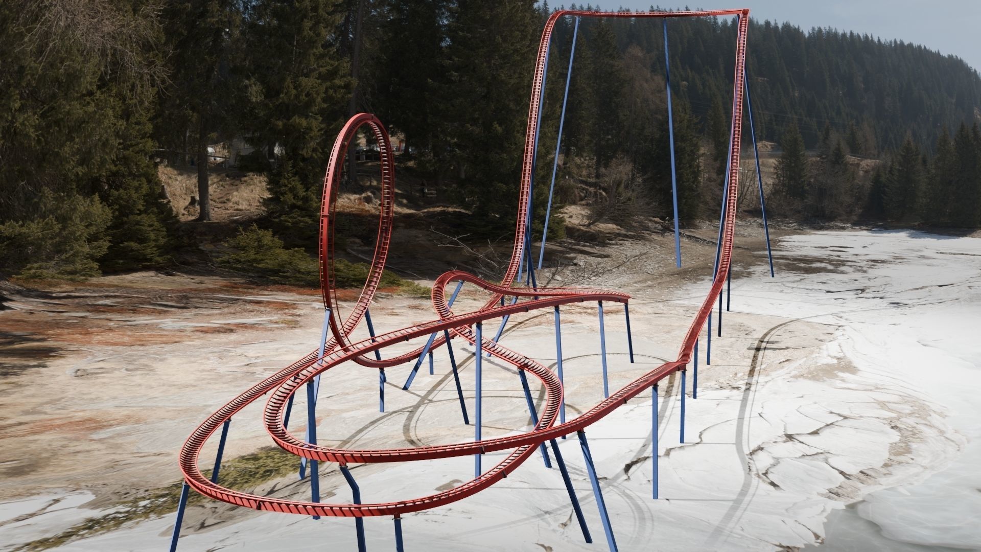 Rollercoaster 3D model Low-poly 3D model_1