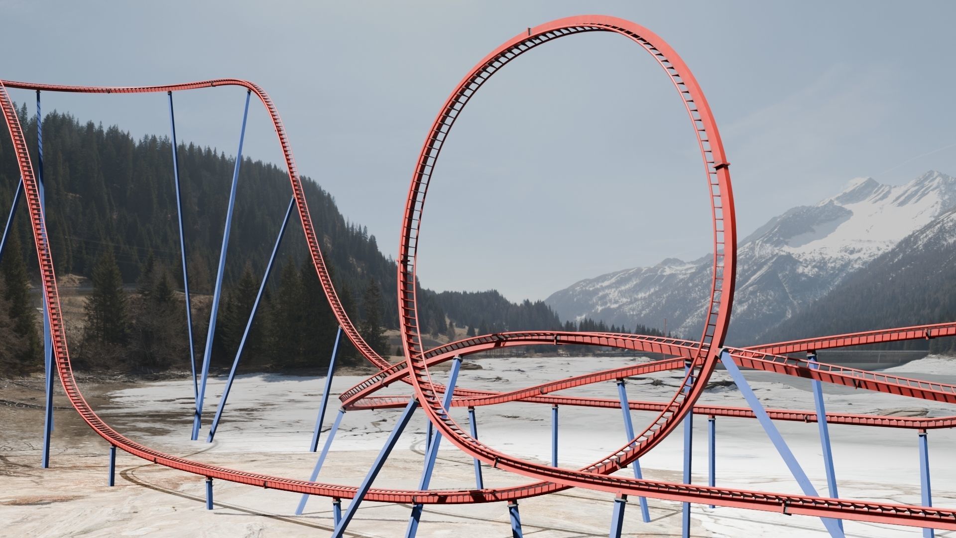 Rollercoaster 3D model Low-poly 3D model_25