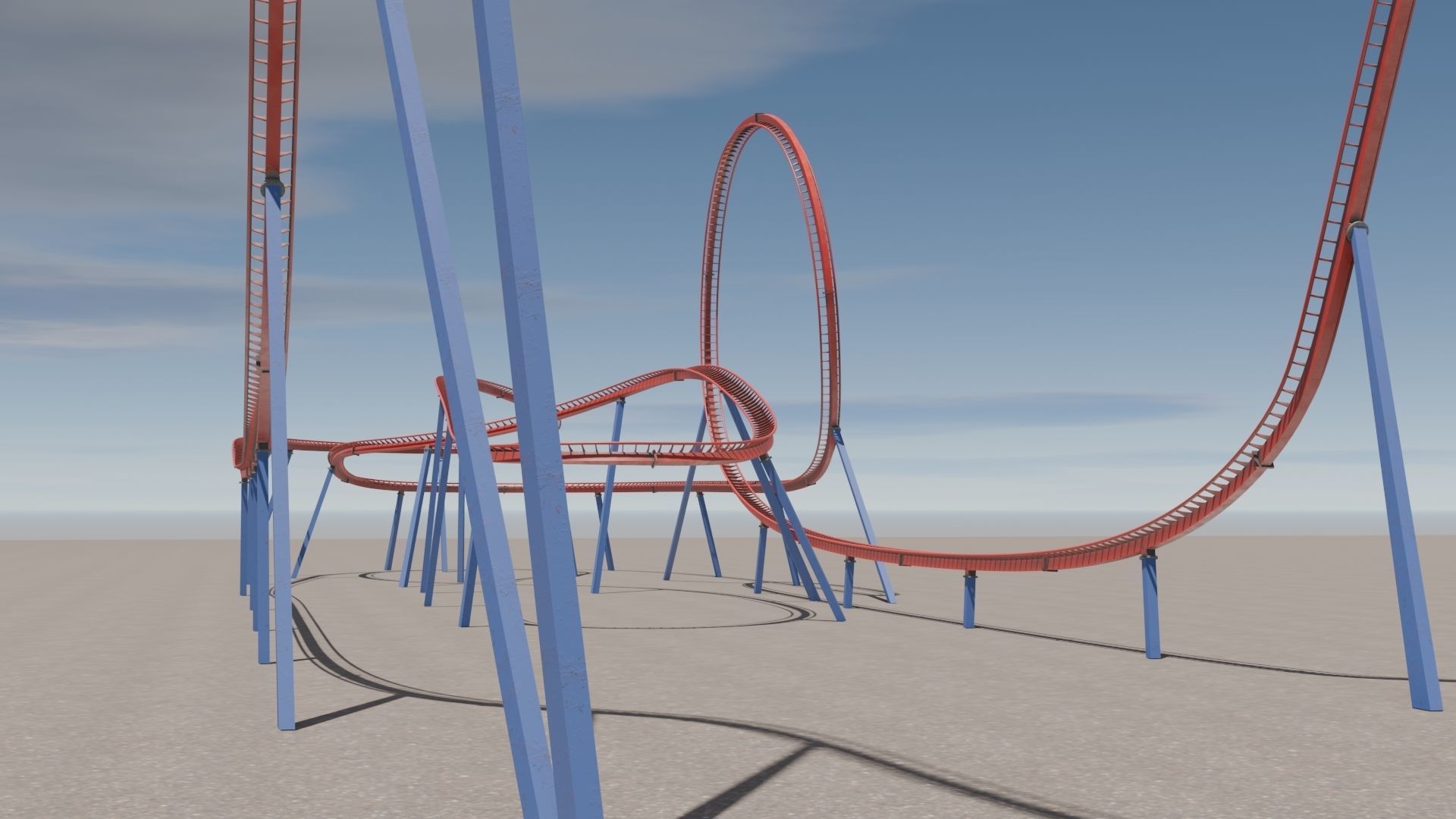 Rollercoaster 3D model Low-poly 3D model_2