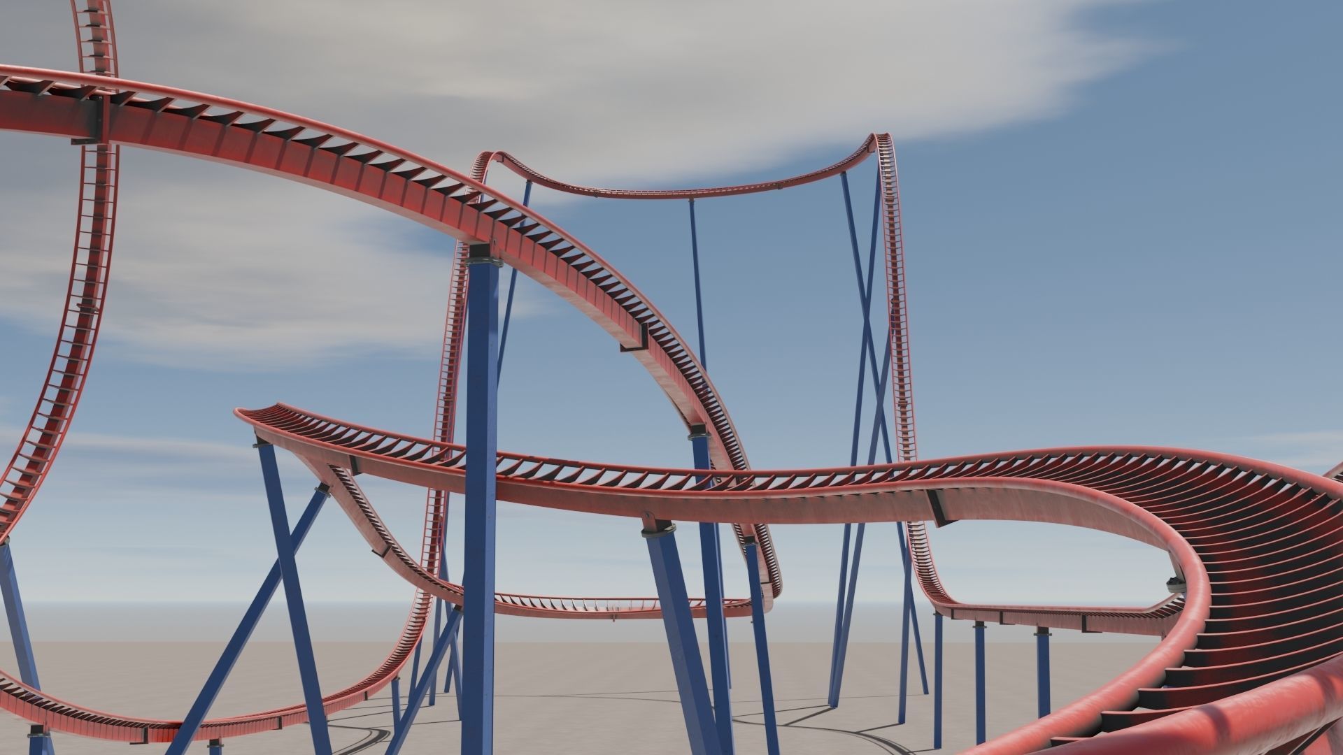 Rollercoaster 3D model Low-poly 3D model_17