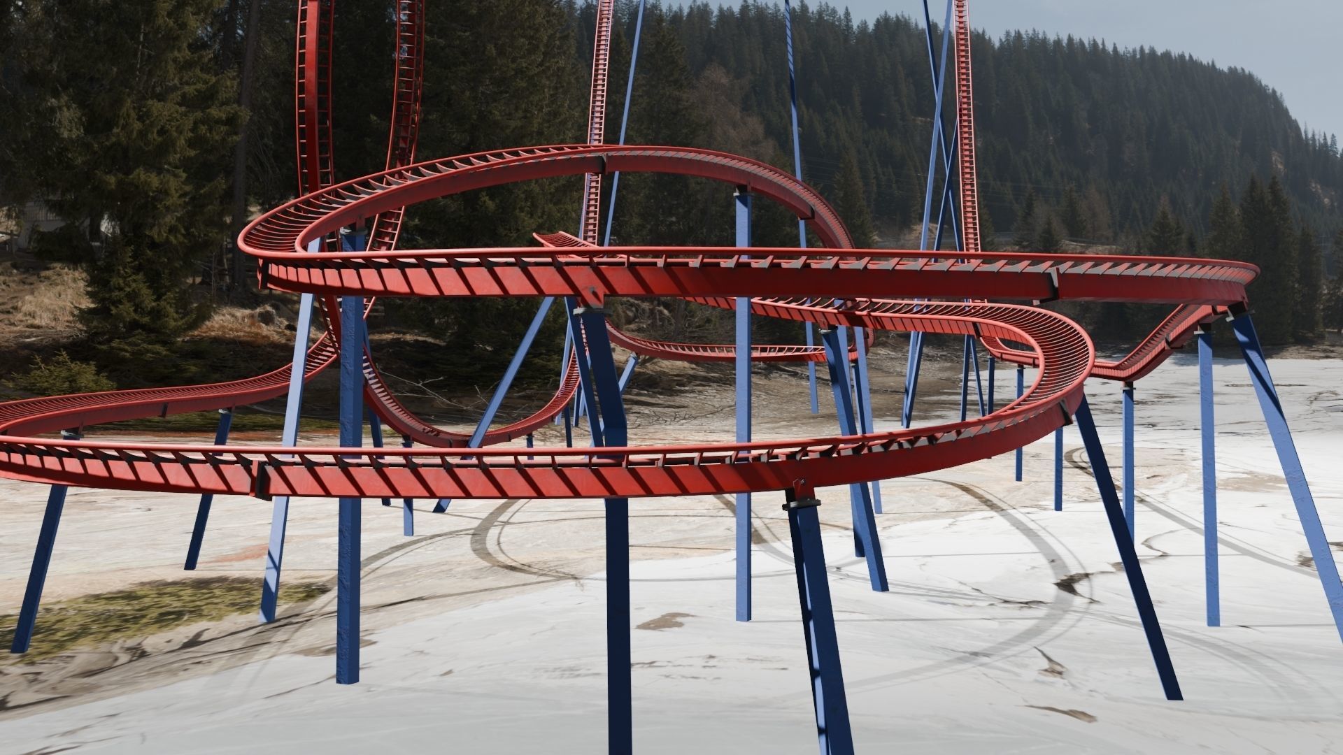 Rollercoaster 3D model Low-poly 3D model_11