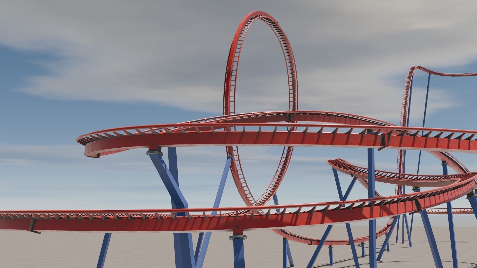 Rollercoaster 3D model Low-poly 3D model_20