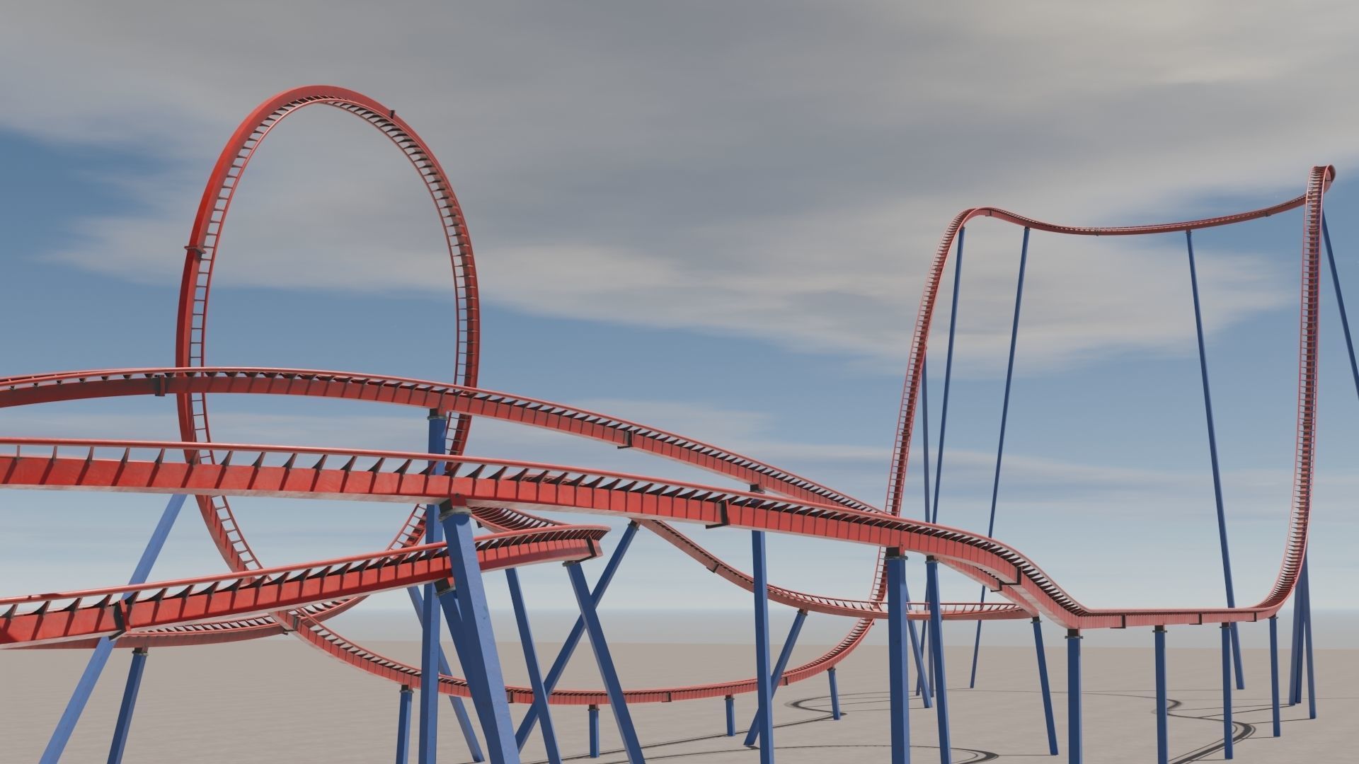 Rollercoaster 3D model Low-poly 3D model_23