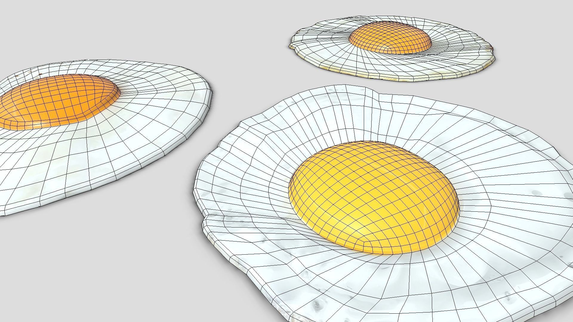 Fried Egg Pack Low-poly 3D model_10