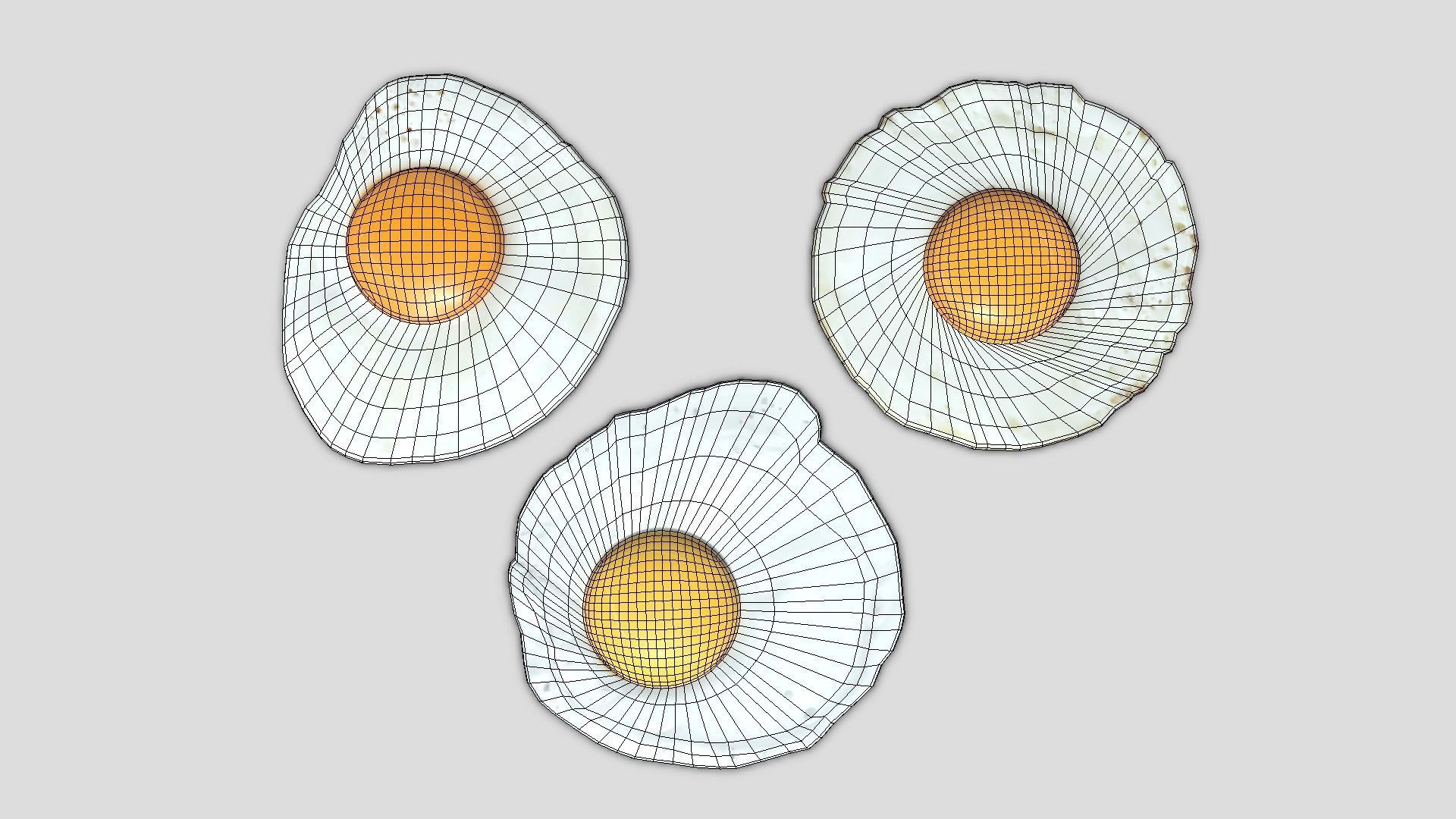 Fried Egg Pack Low-poly 3D model_4