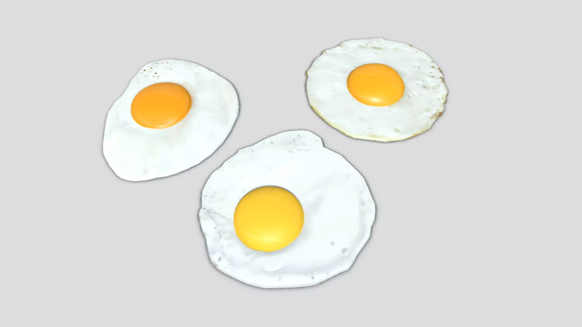Fried Egg Pack Low-poly 3D model_0