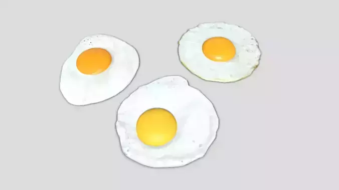 Fried Egg Pack Low-poly 3D model