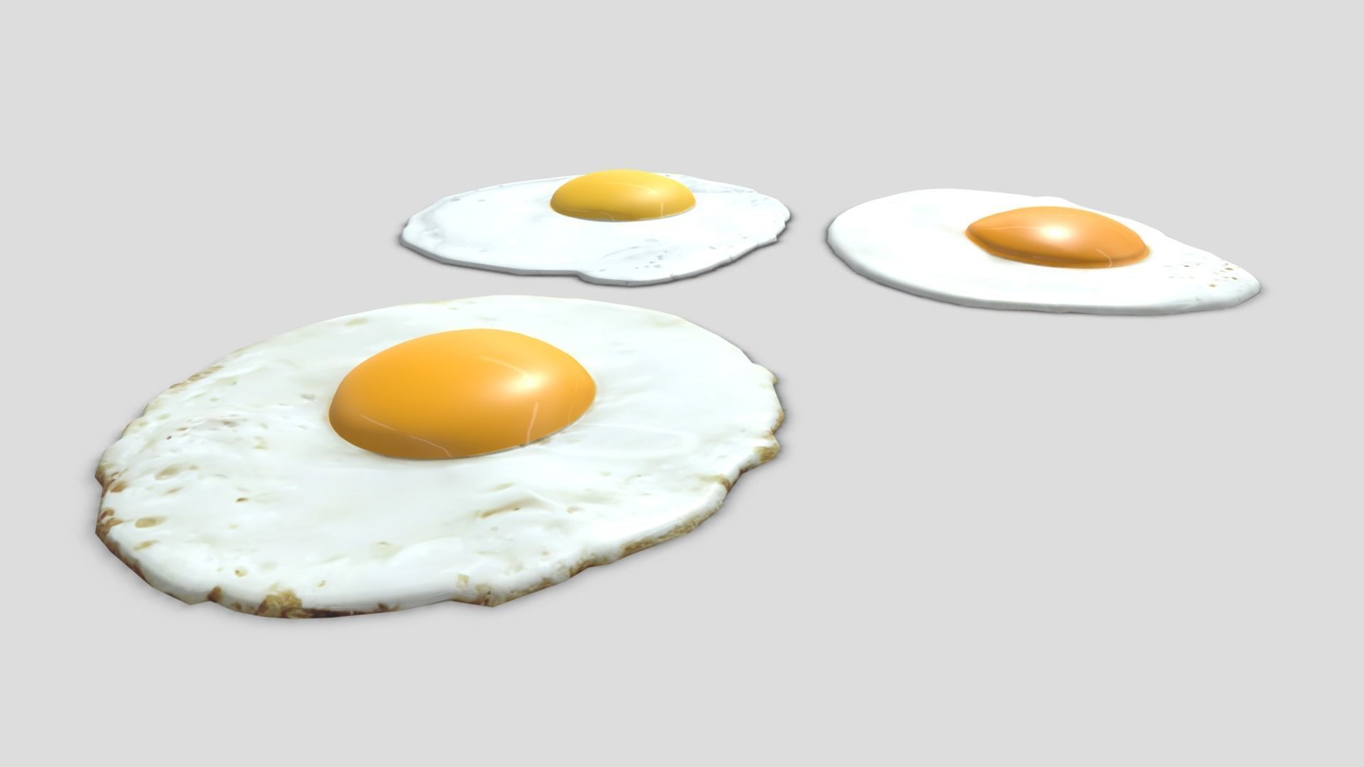 Fried Egg Pack Low-poly 3D model_7