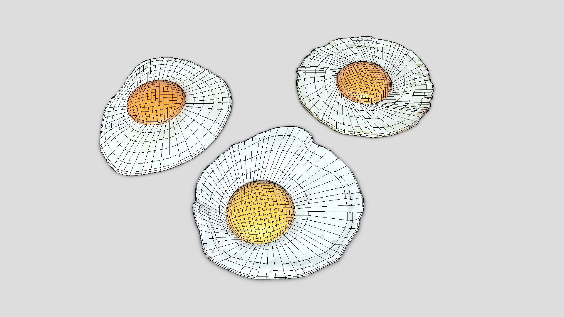 Fried Egg Pack Low-poly 3D model_2