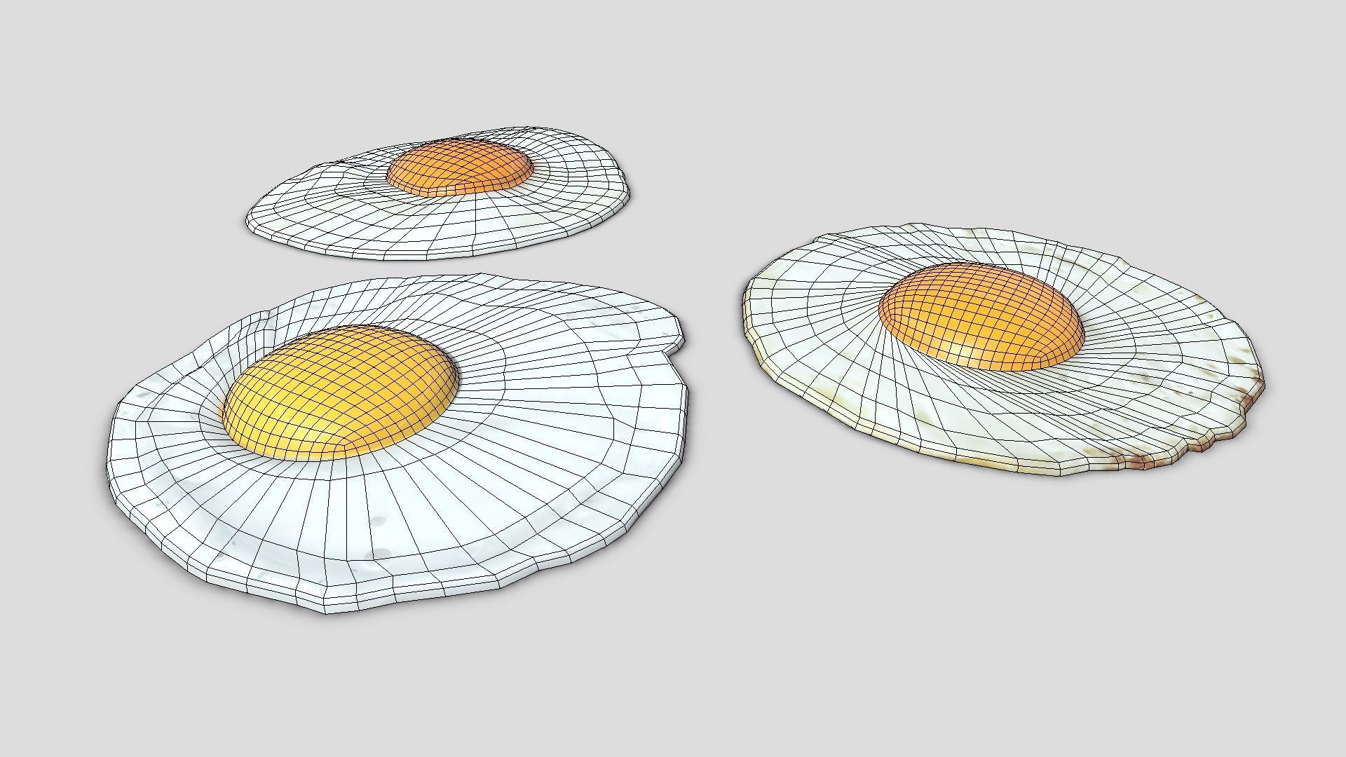 Fried Egg Pack Low-poly 3D model_6