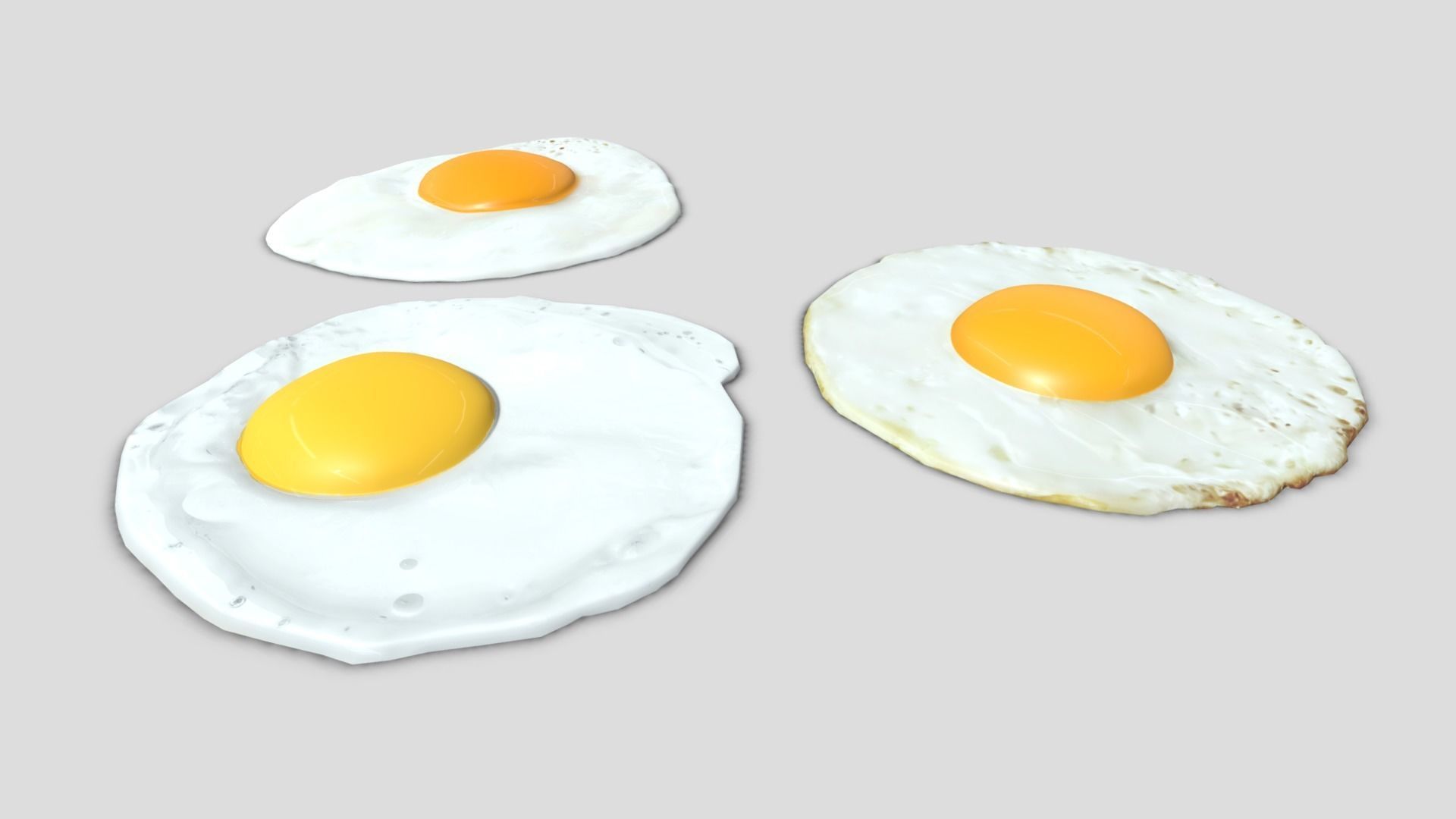 Fried Egg Pack Low-poly 3D model_5