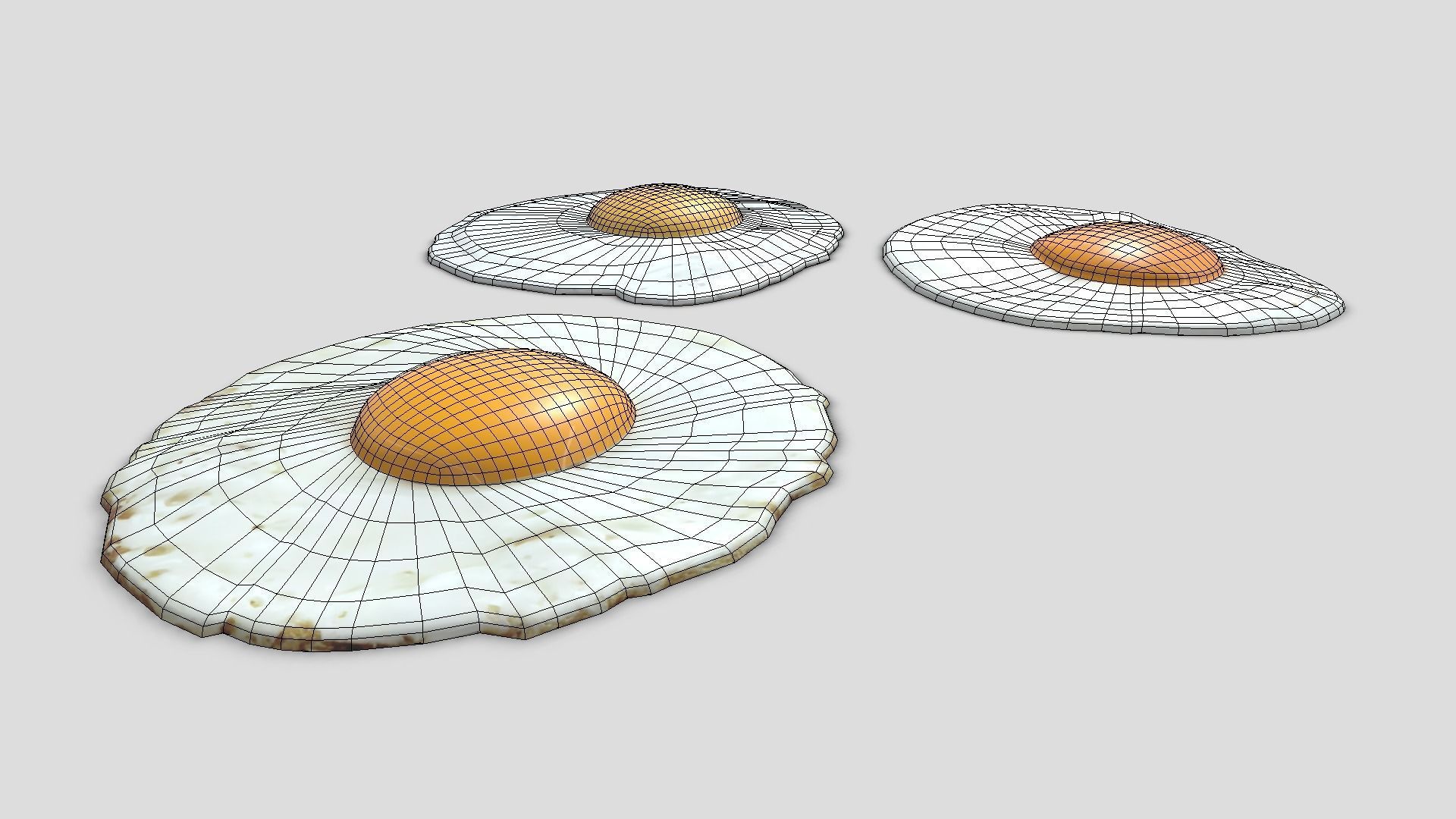 Fried Egg Pack Low-poly 3D model_8