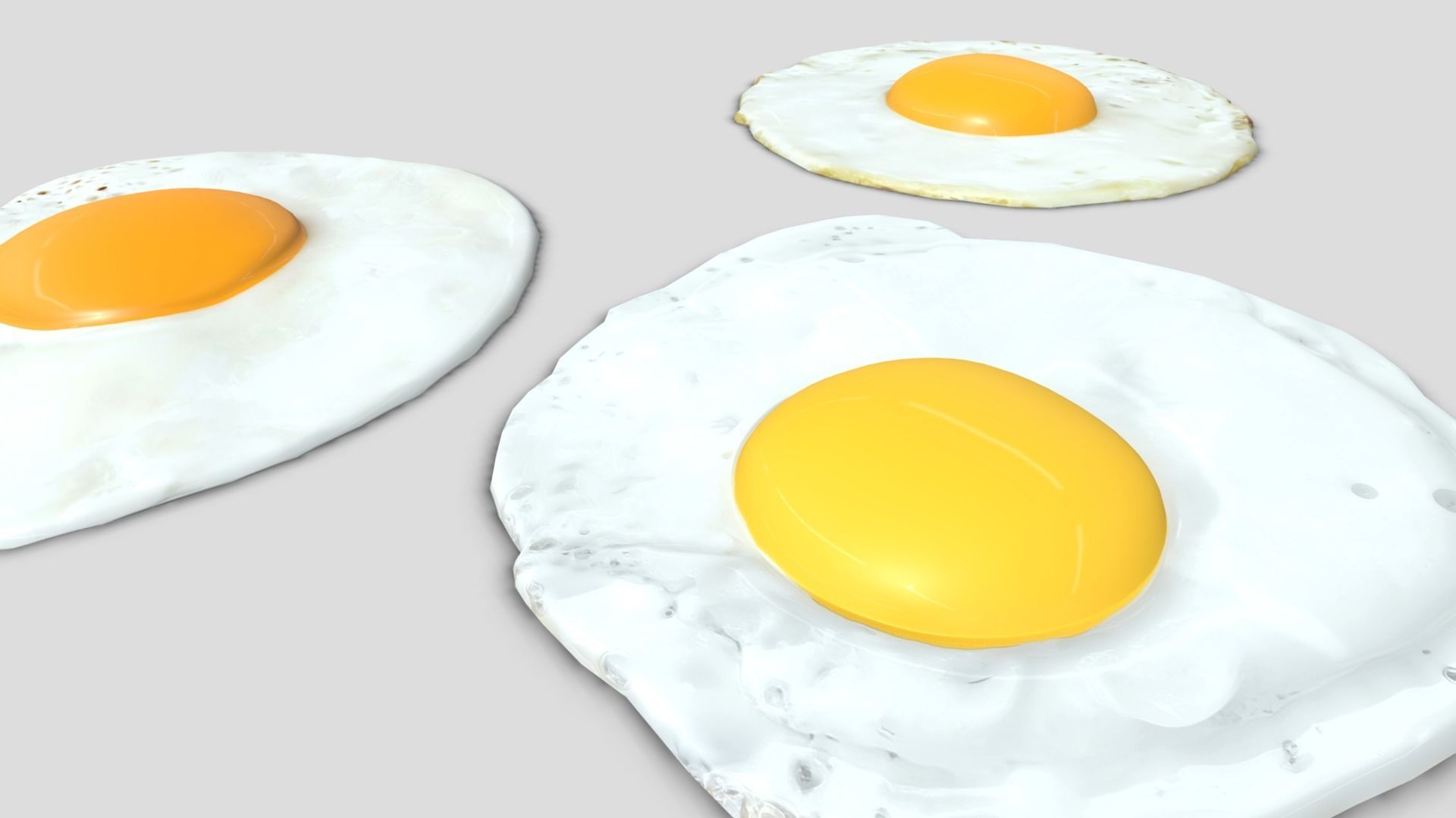 Fried Egg Pack Low-poly 3D model_9