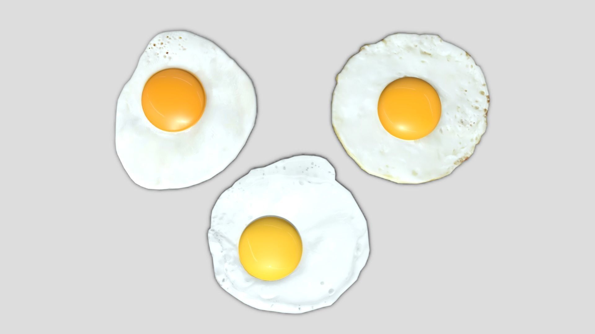 Fried Egg Pack Low-poly 3D model_3