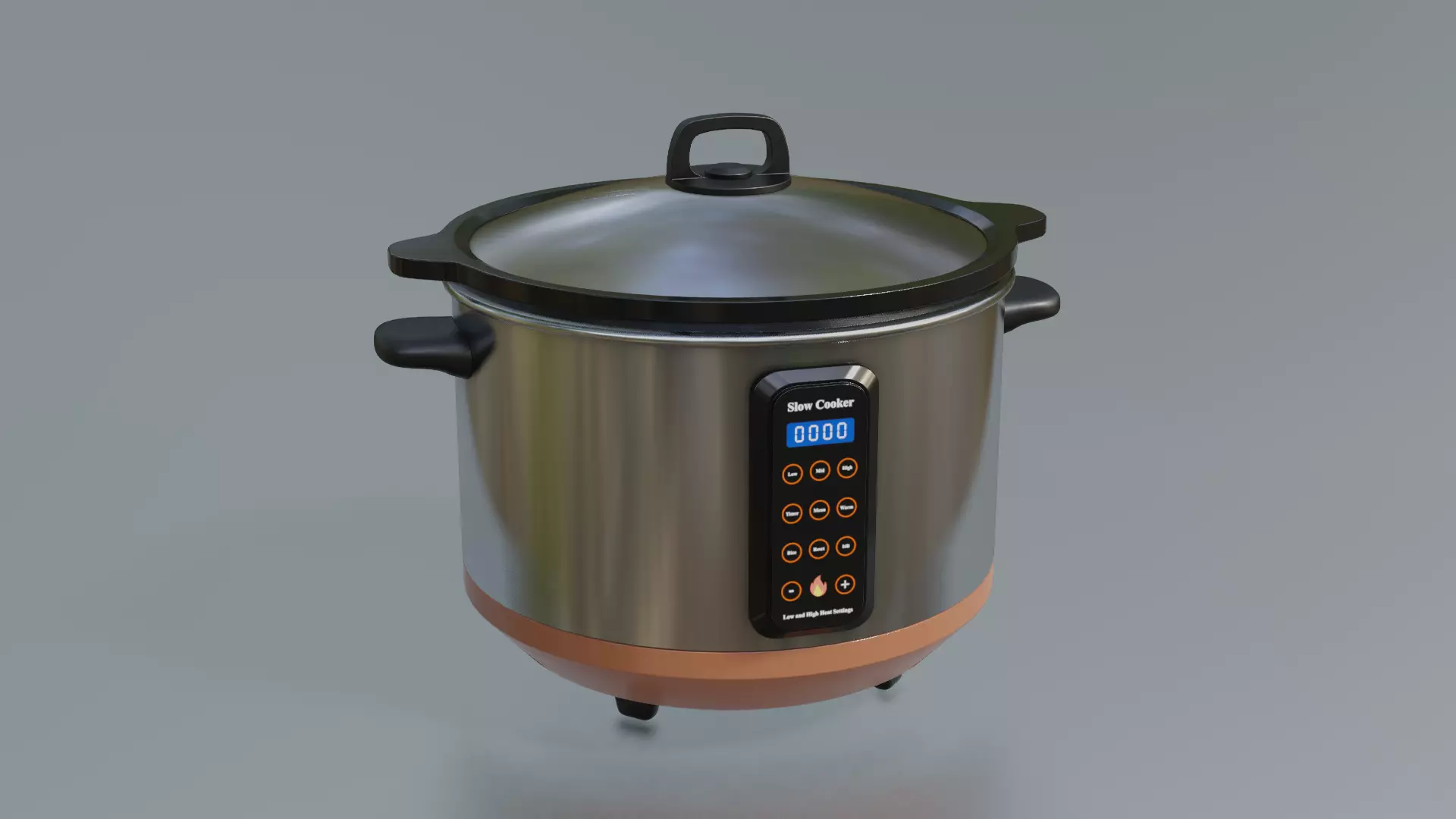 Slow Cooker Low-poly 3D model_0