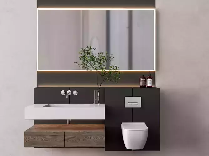 Vanity bathroom set 01 3D model