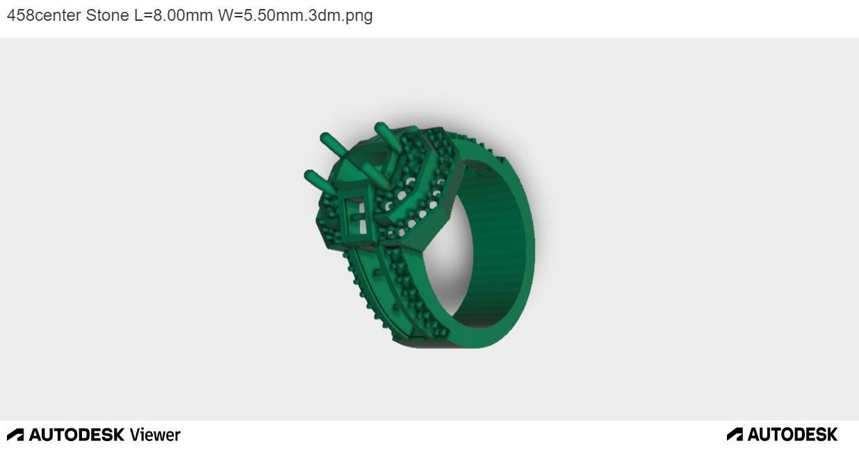 Men Ring With Emerald Cut Center Stone 3D print model_2