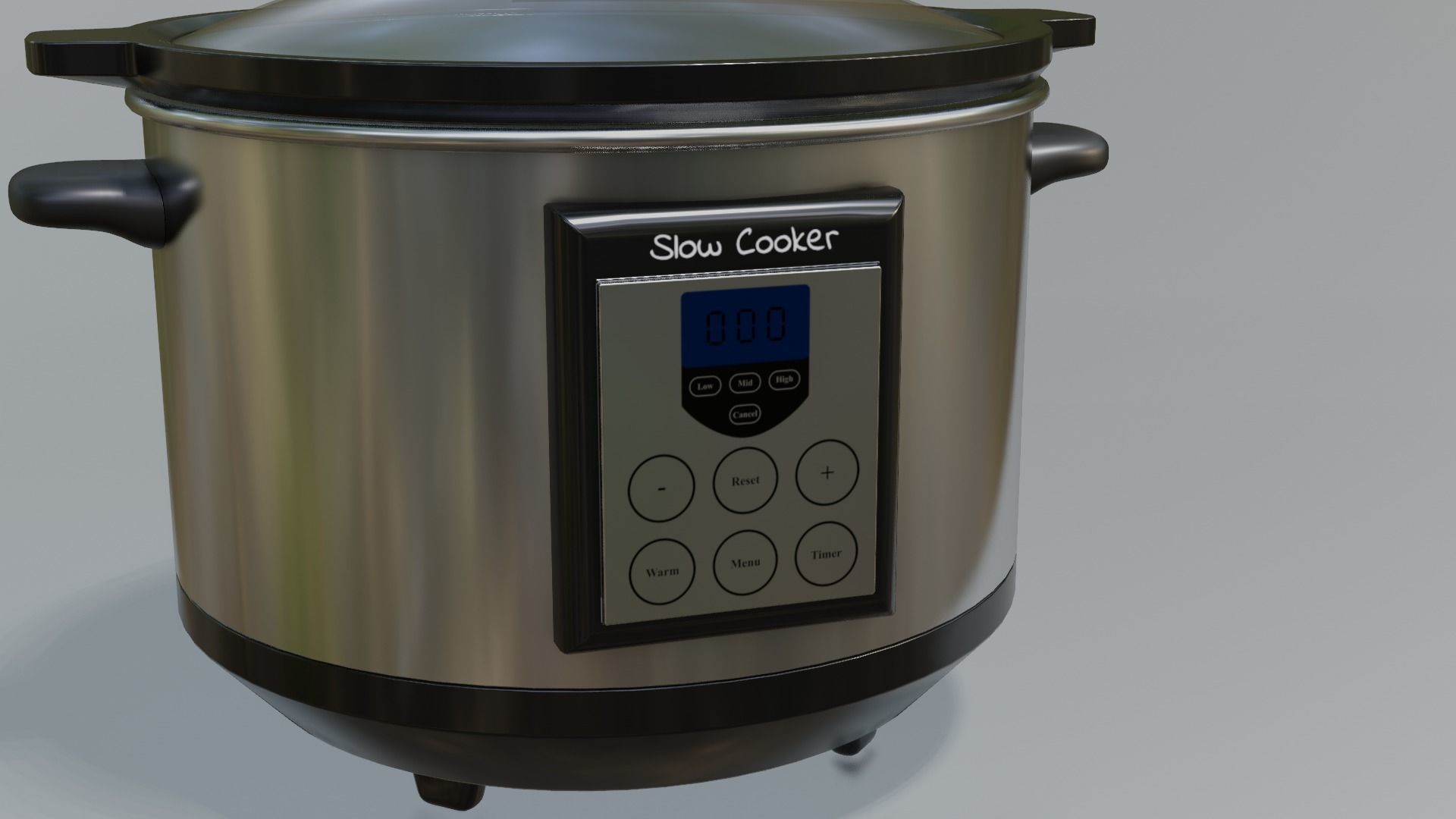 Slow Cooker Low-poly 3D model_4