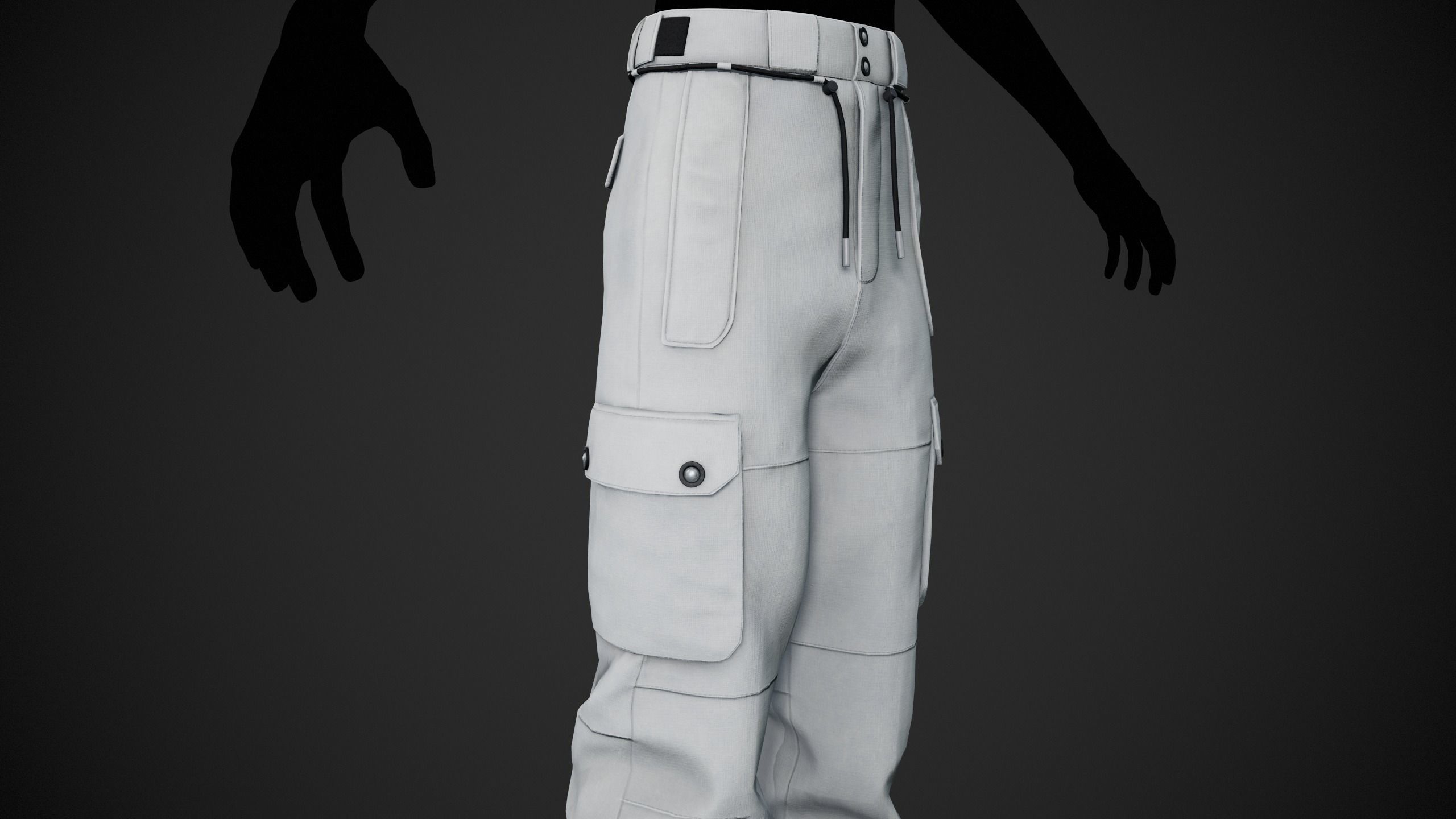 White Snowboard Pants Style 2 Low-poly 3D model_2