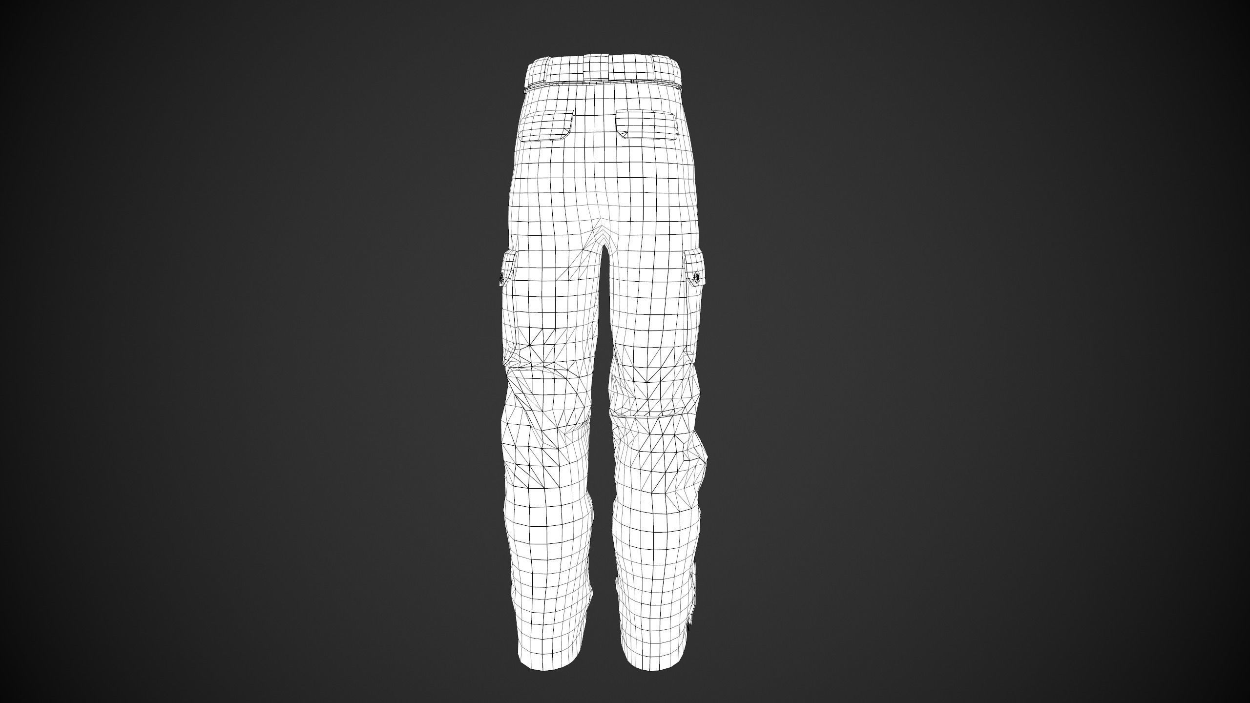White Snowboard Pants Style 2 Low-poly 3D model_12