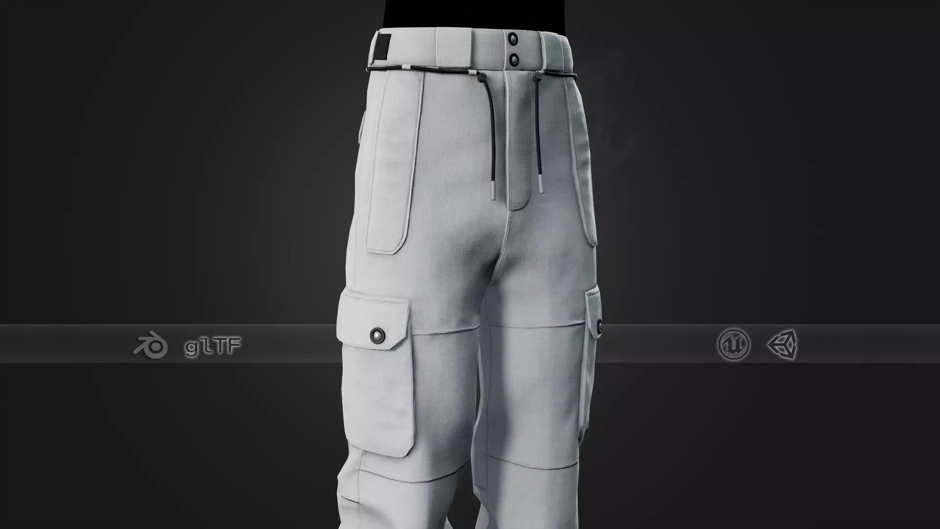 White Snowboard Pants Style 2 Low-poly 3D model_0