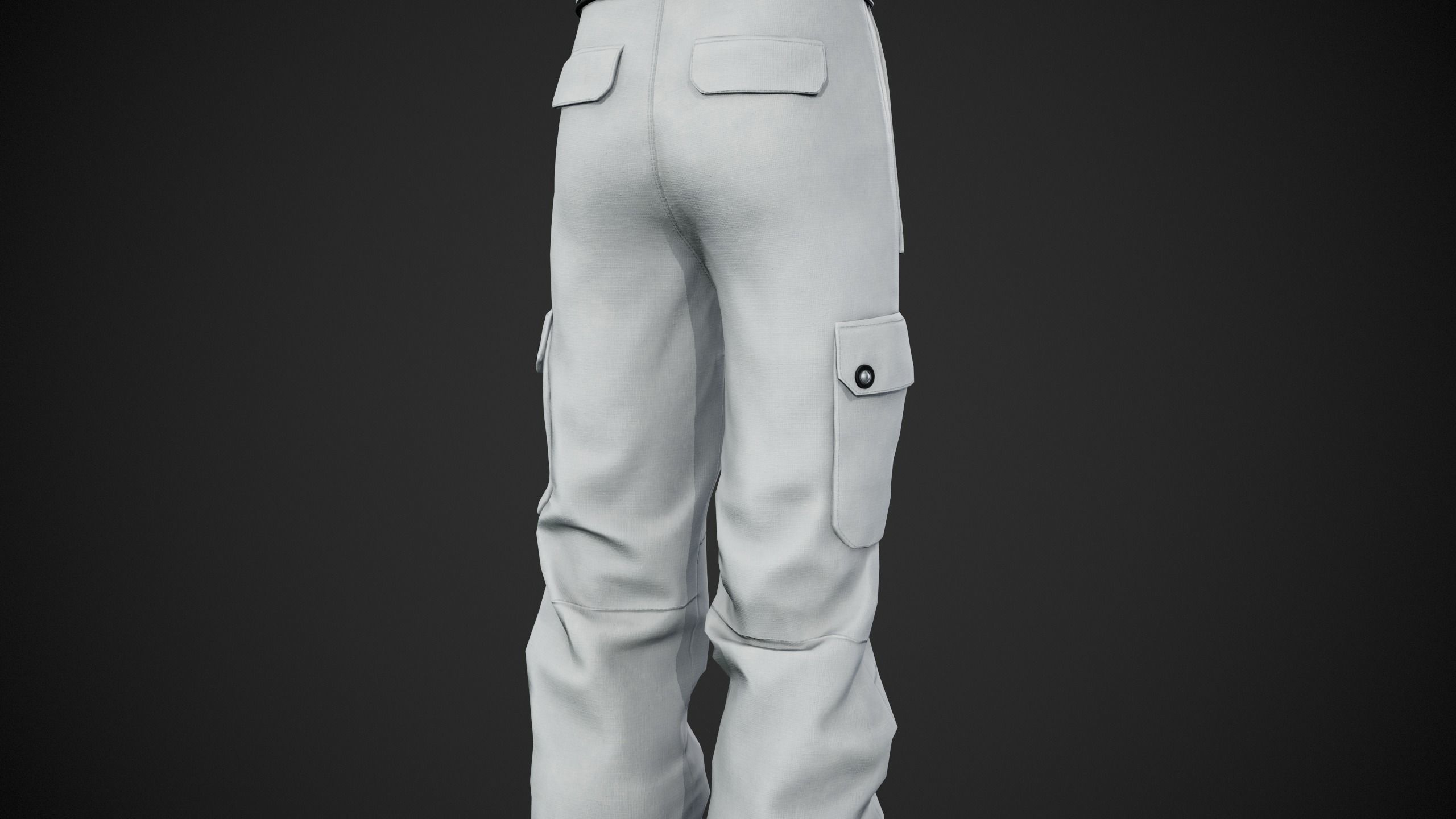 White Snowboard Pants Style 2 Low-poly 3D model_7