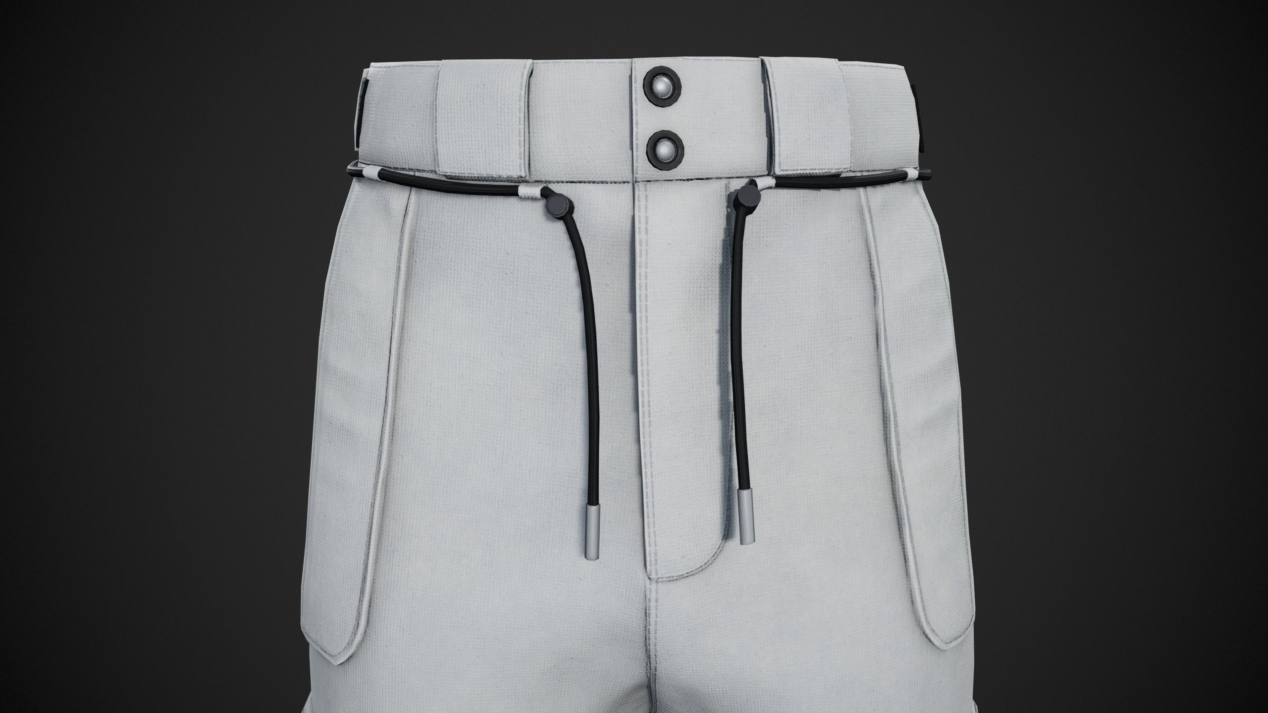 White Snowboard Pants Style 2 Low-poly 3D model_4