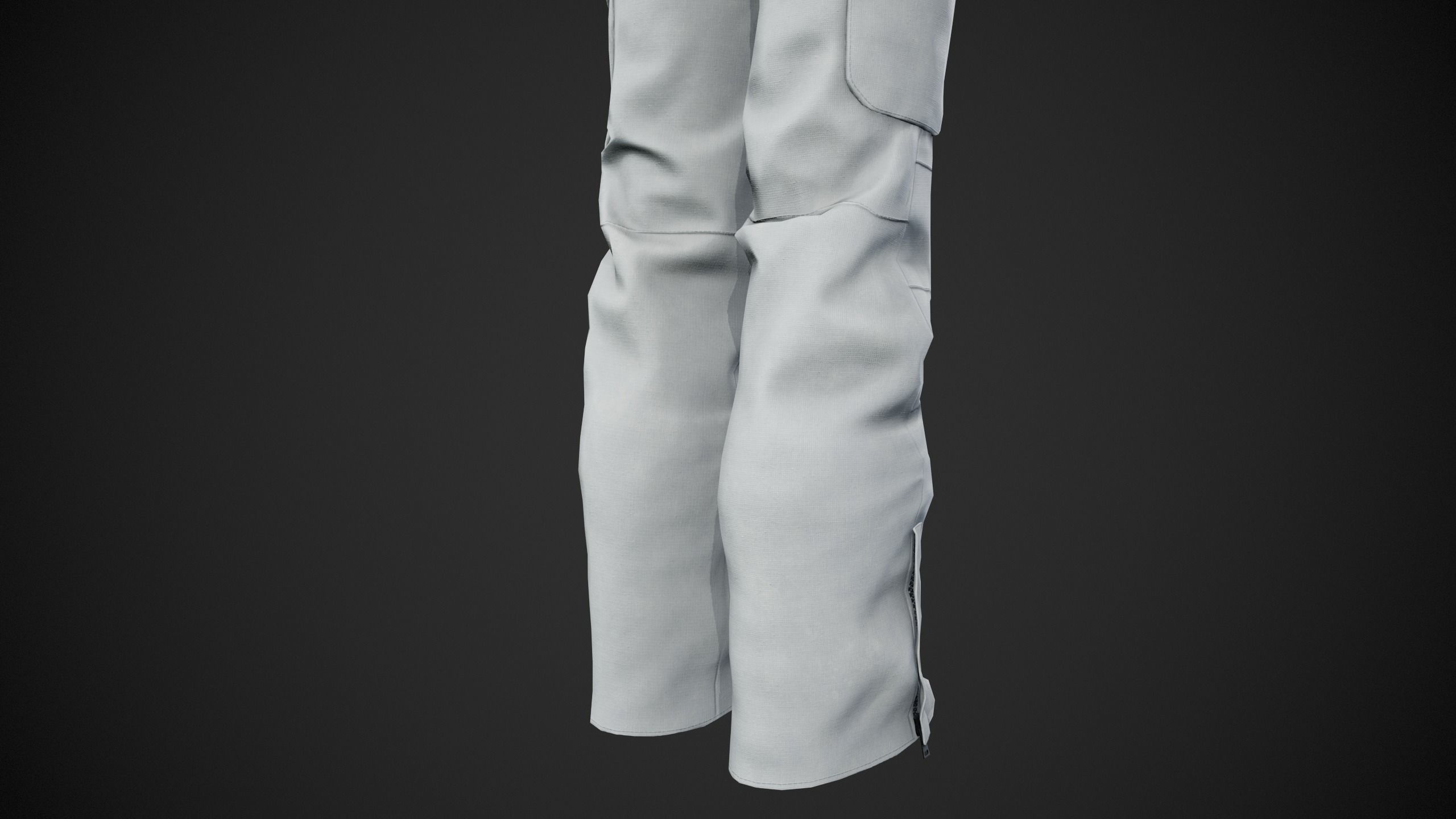 White Snowboard Pants Style 2 Low-poly 3D model_8