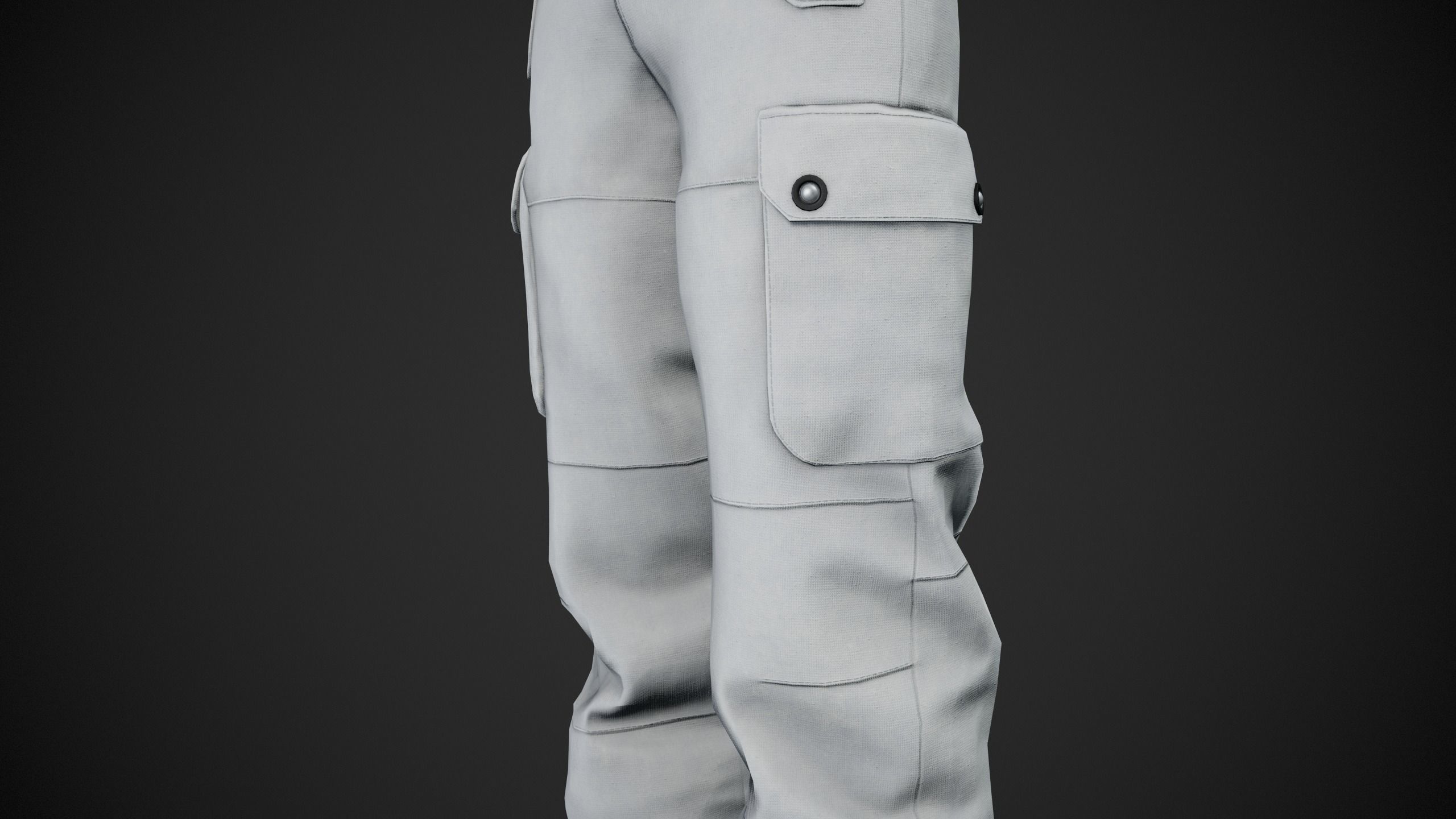 White Snowboard Pants Style 2 Low-poly 3D model_5