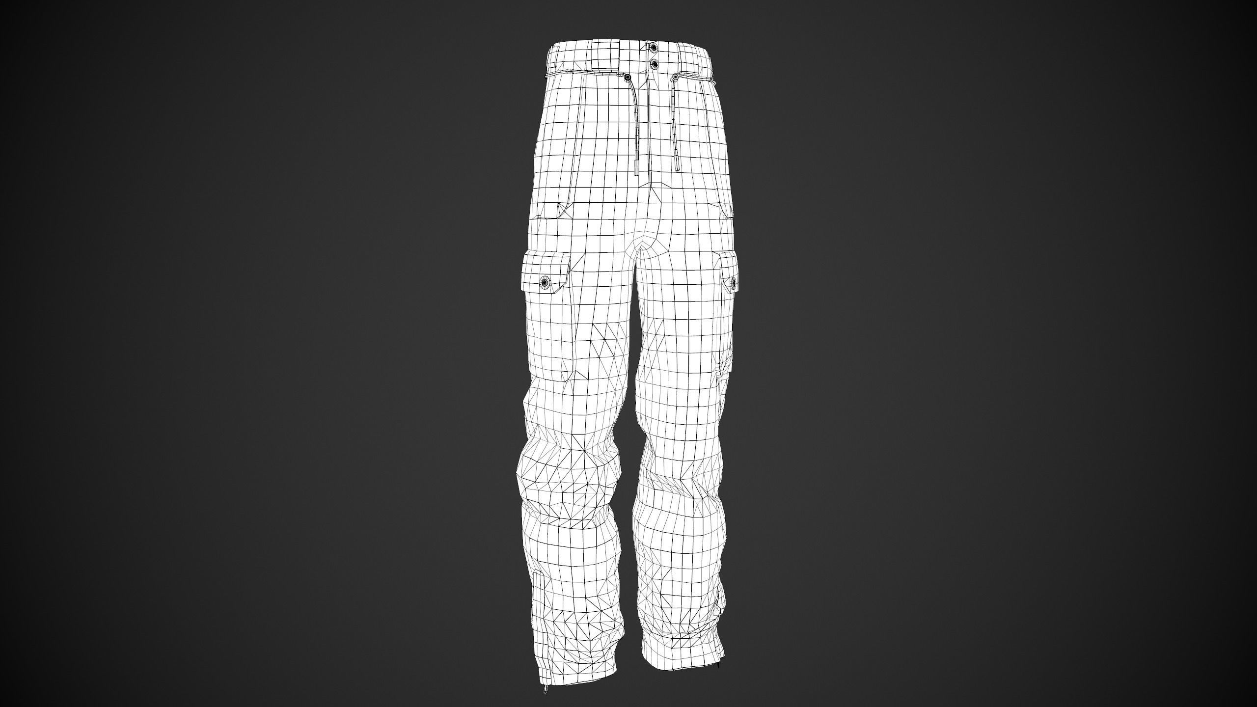 White Snowboard Pants Style 2 Low-poly 3D model_10
