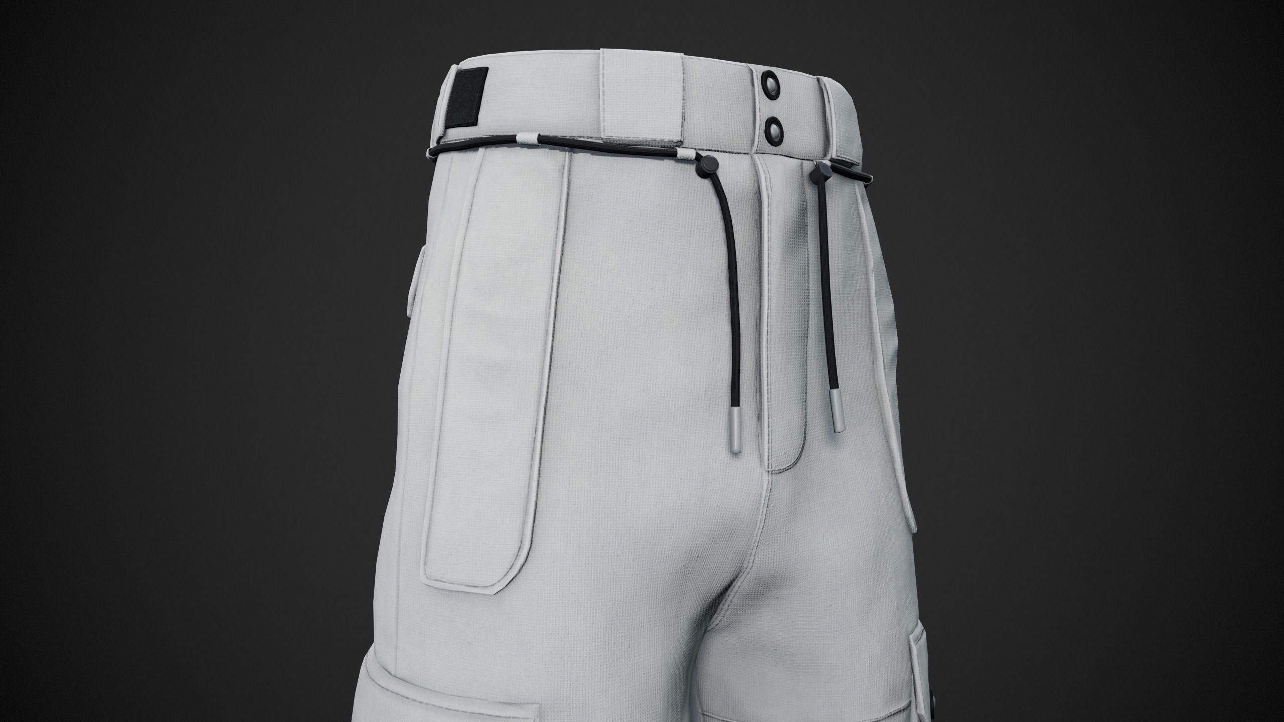 White Snowboard Pants Style 2 Low-poly 3D model_6