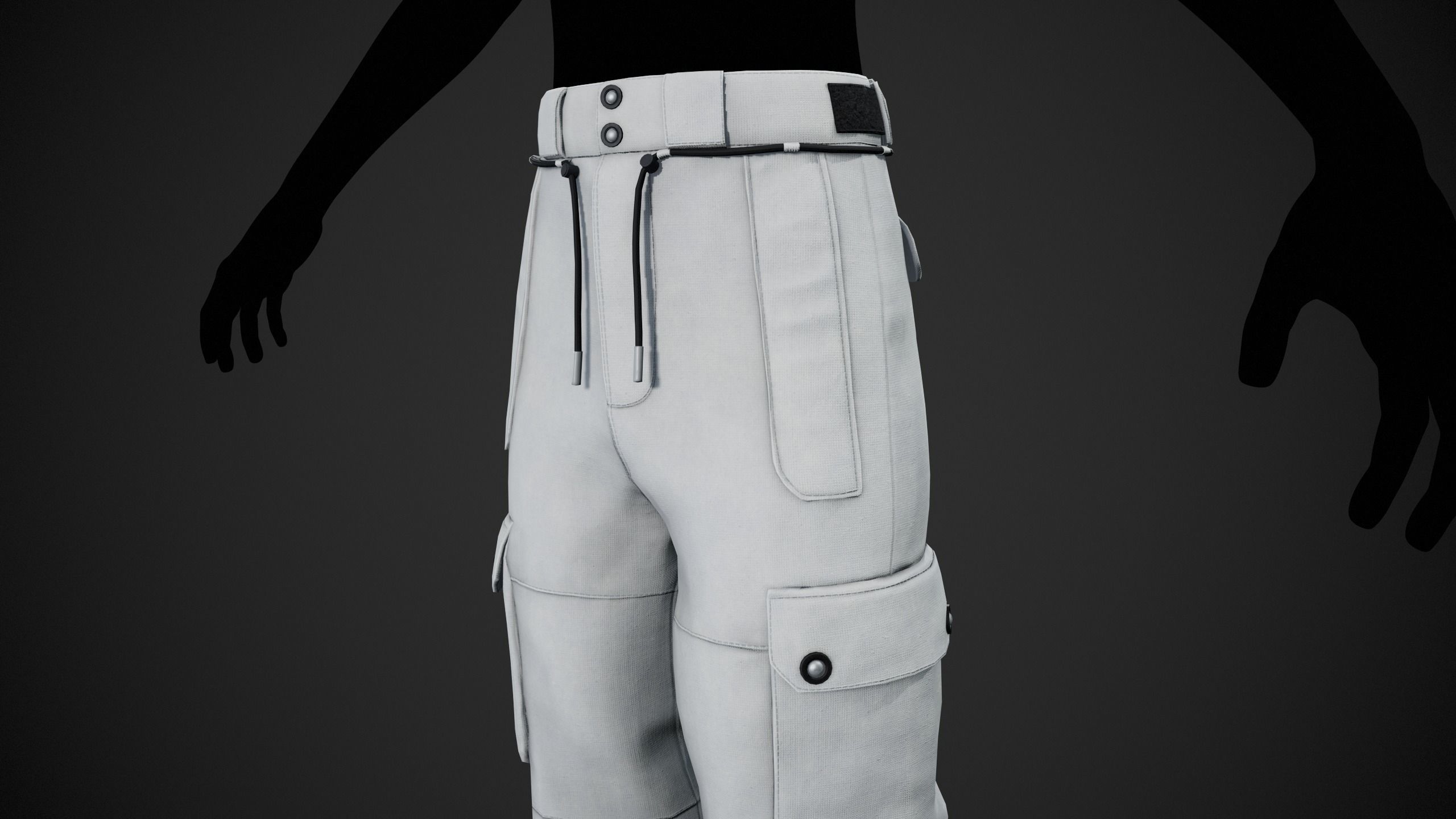 White Snowboard Pants Style 2 Low-poly 3D model_3