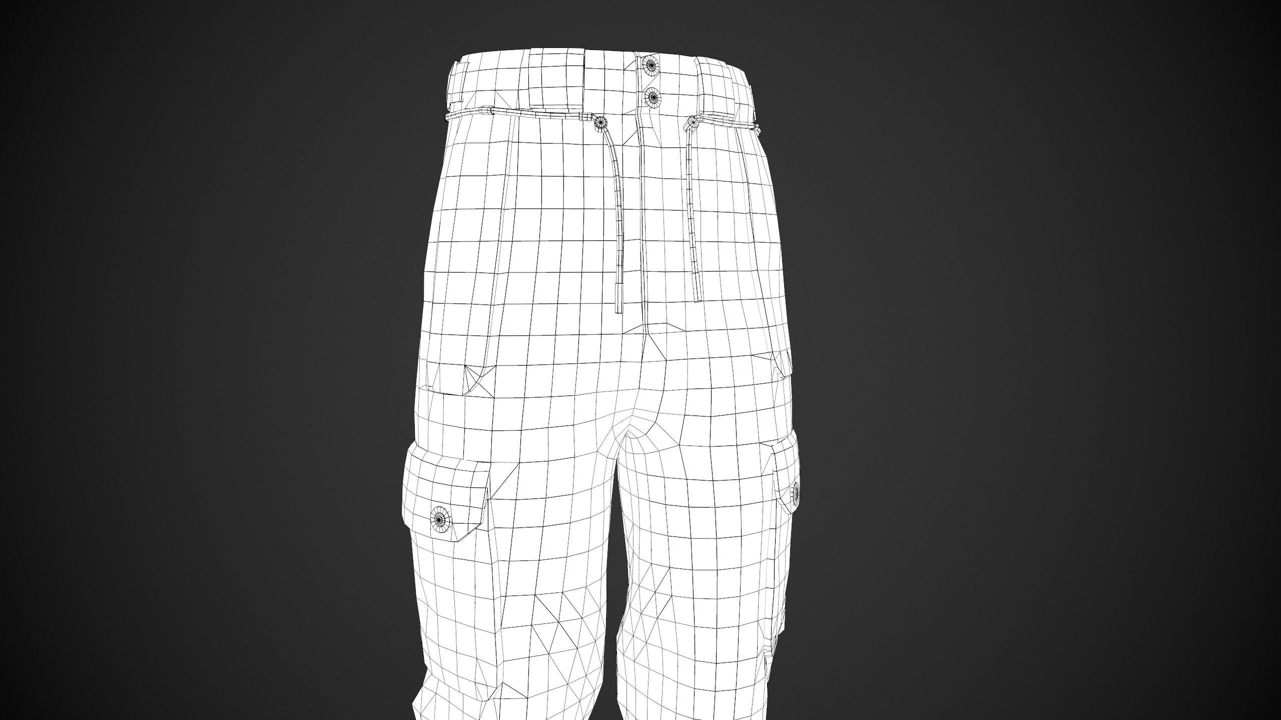 White Snowboard Pants Style 2 Low-poly 3D model_15