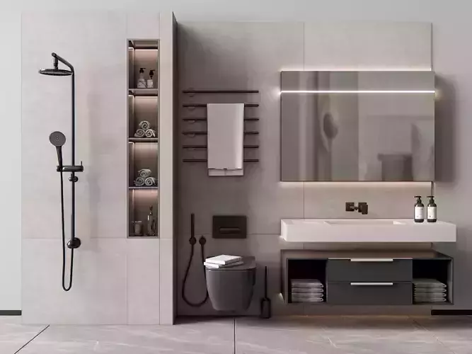 Vanity bathroom set 8 3D model