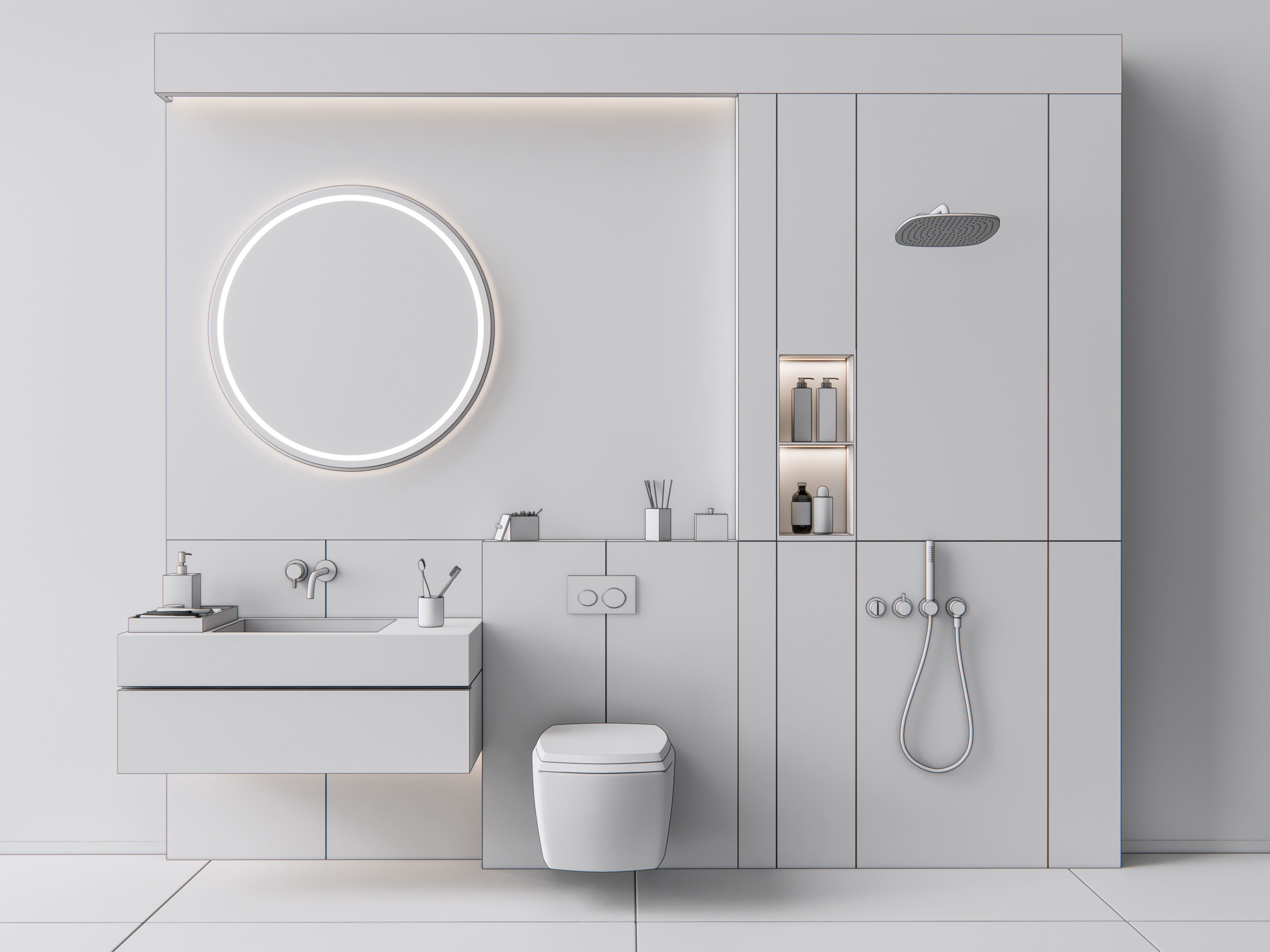 Vanity bathroom set 10 3D model_9