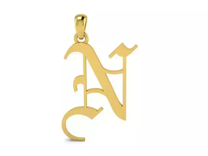 Olde English Pendant Letter N 3D print model