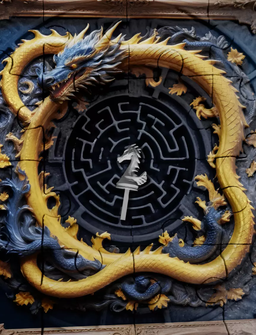 The Multiplayer Great Dragon Maze Puzzle x3 3D print model_0