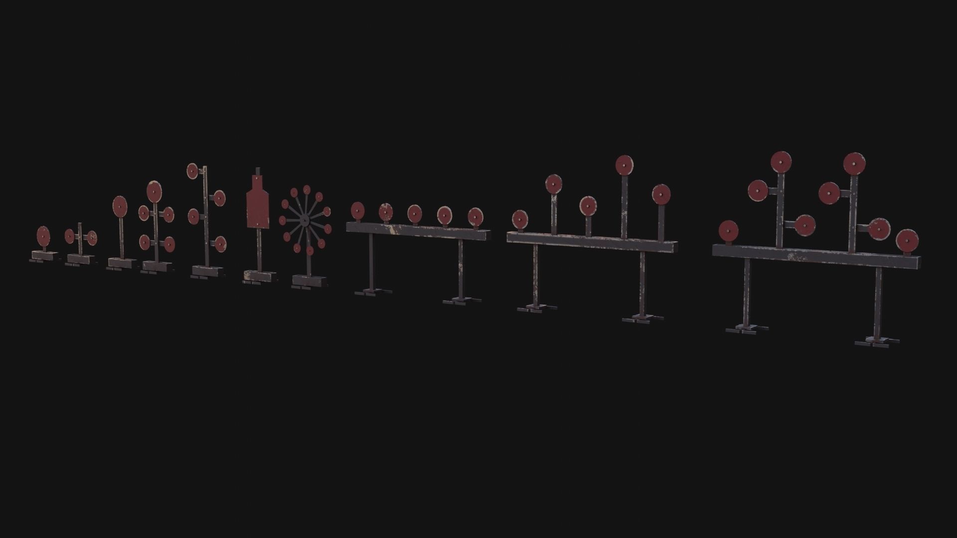 Shooting Target Set Low-poly 3D model_4