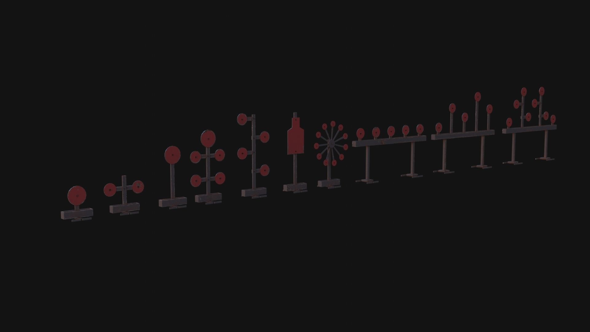 Shooting Target Set Low-poly 3D model_1